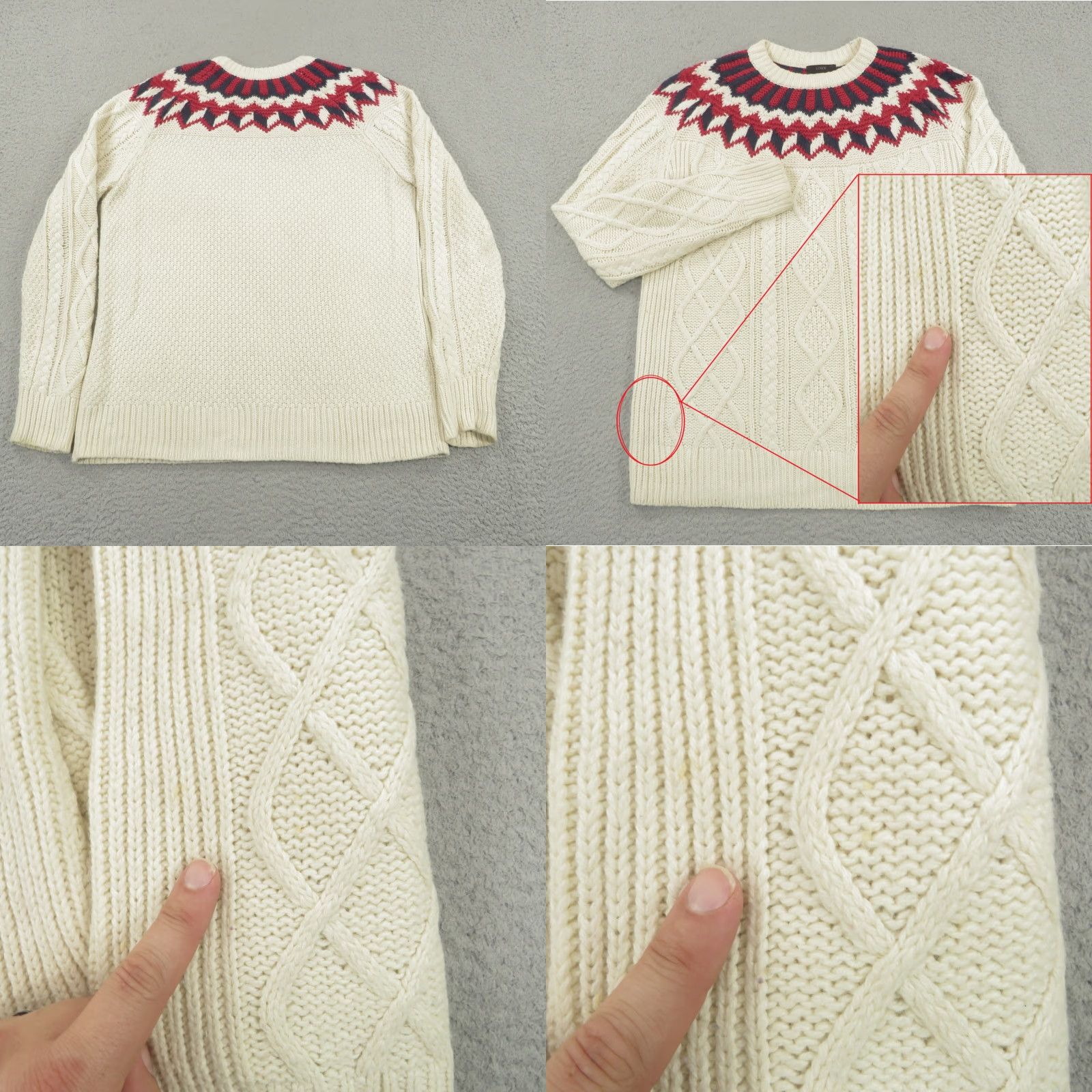 J.Crew VINTAGE J.CREW Sweater Mens Medium Cream Merino Cotton Blend Cableknit Fisherman Holidays Christmas Nautical 90s Man Clothing Mens Size US M / EU 48-50 / 2 - 8 Thumbnail
