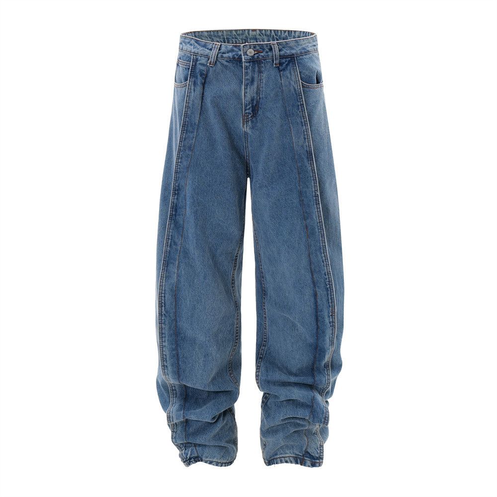 Japanese Brand × Jean American high street retro washed patchwork loose jeans Size US 34 / EU 50 - 1 Thumbnail