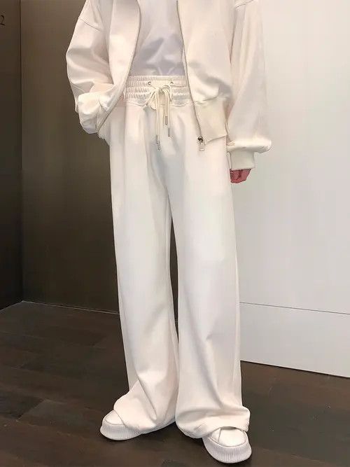 VIBE White Stacked Pleated Sweatpants Size US 32 / EU 48 - 4 Thumbnail