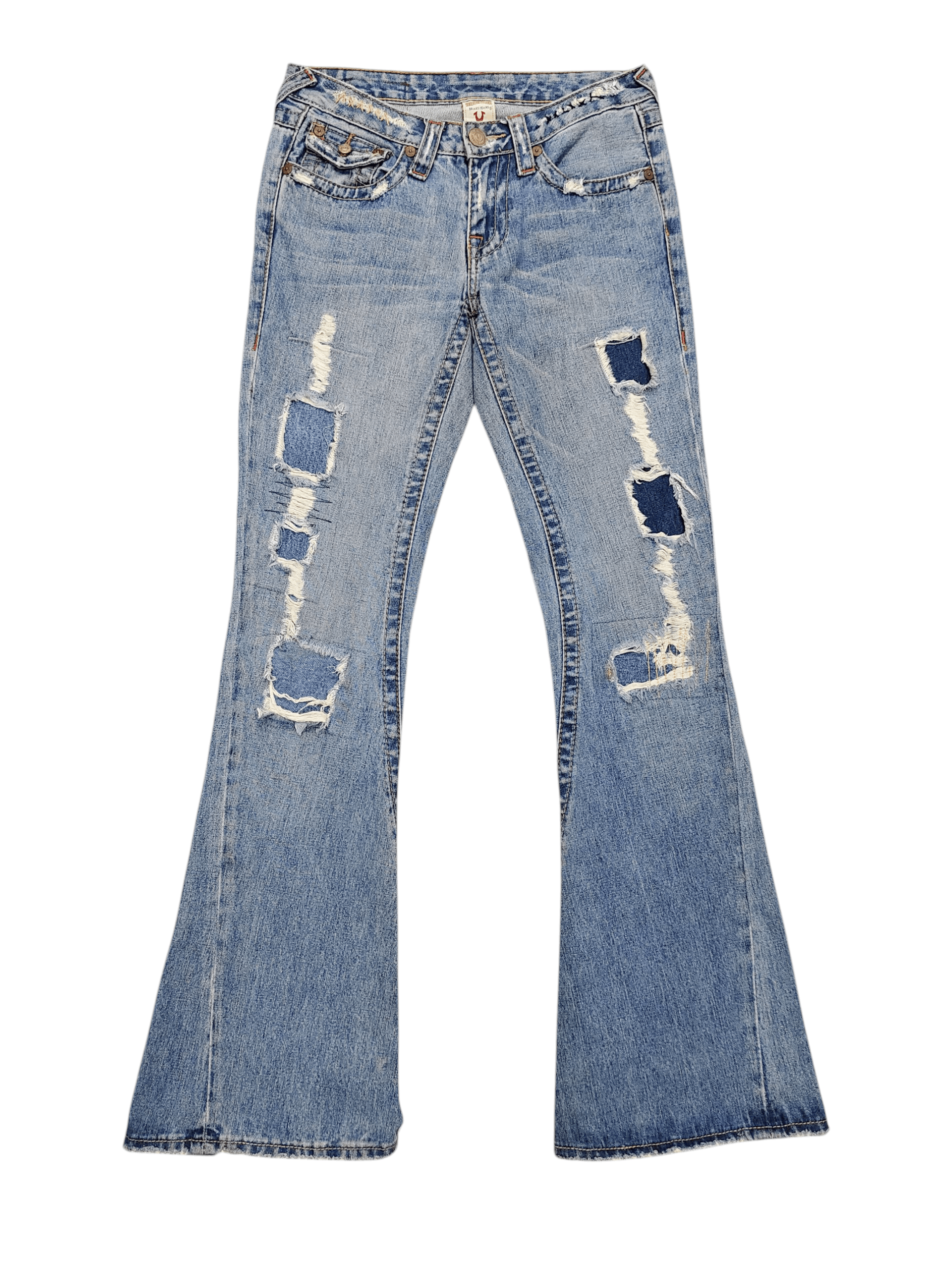 True Religion True Religion- Y2K Ghost Pocket Pacthwork Distressed Flare Size 29" - 1 Thumbnail