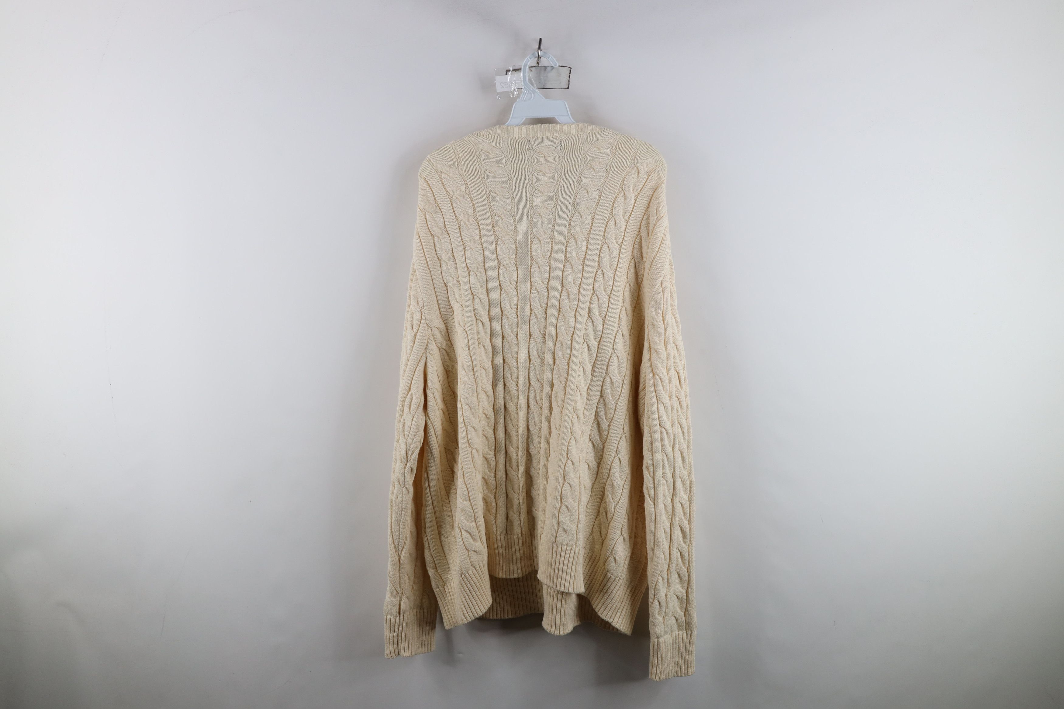 Ralph Lauren Vintage Ralph Lauren Cable Knit Crewneck Sweater Cream Size US XXL / EU 58 / 5 - 9 Thumbnail