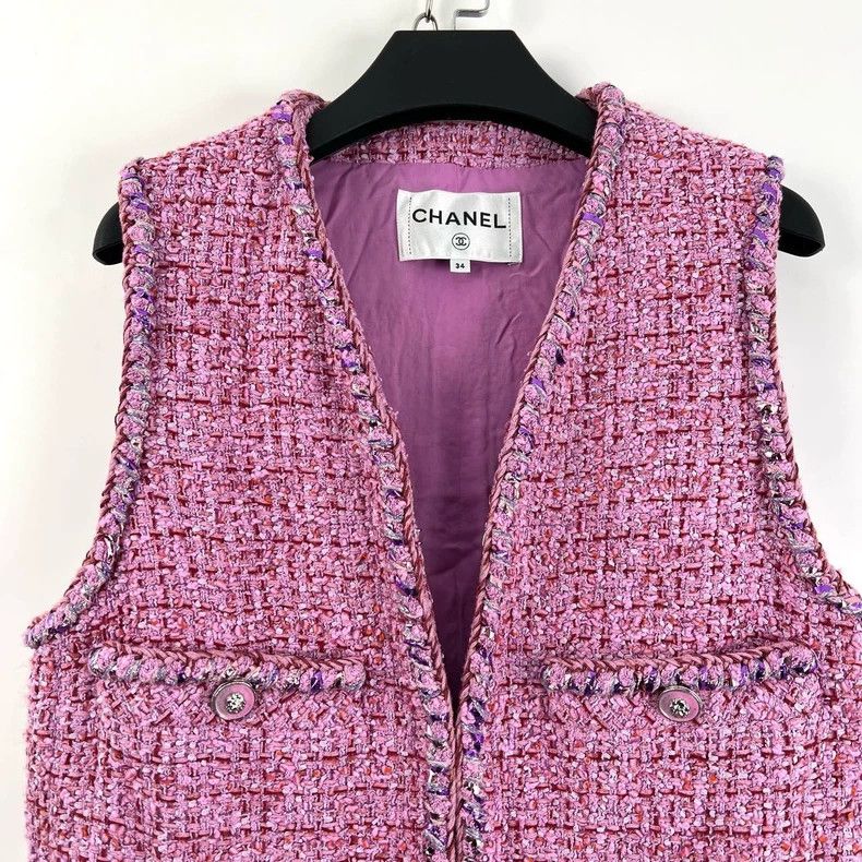 Chanel Chanel Pink tweed four-pocket vest Size XXS / US 00 / IT 34 - 5 Thumbnail