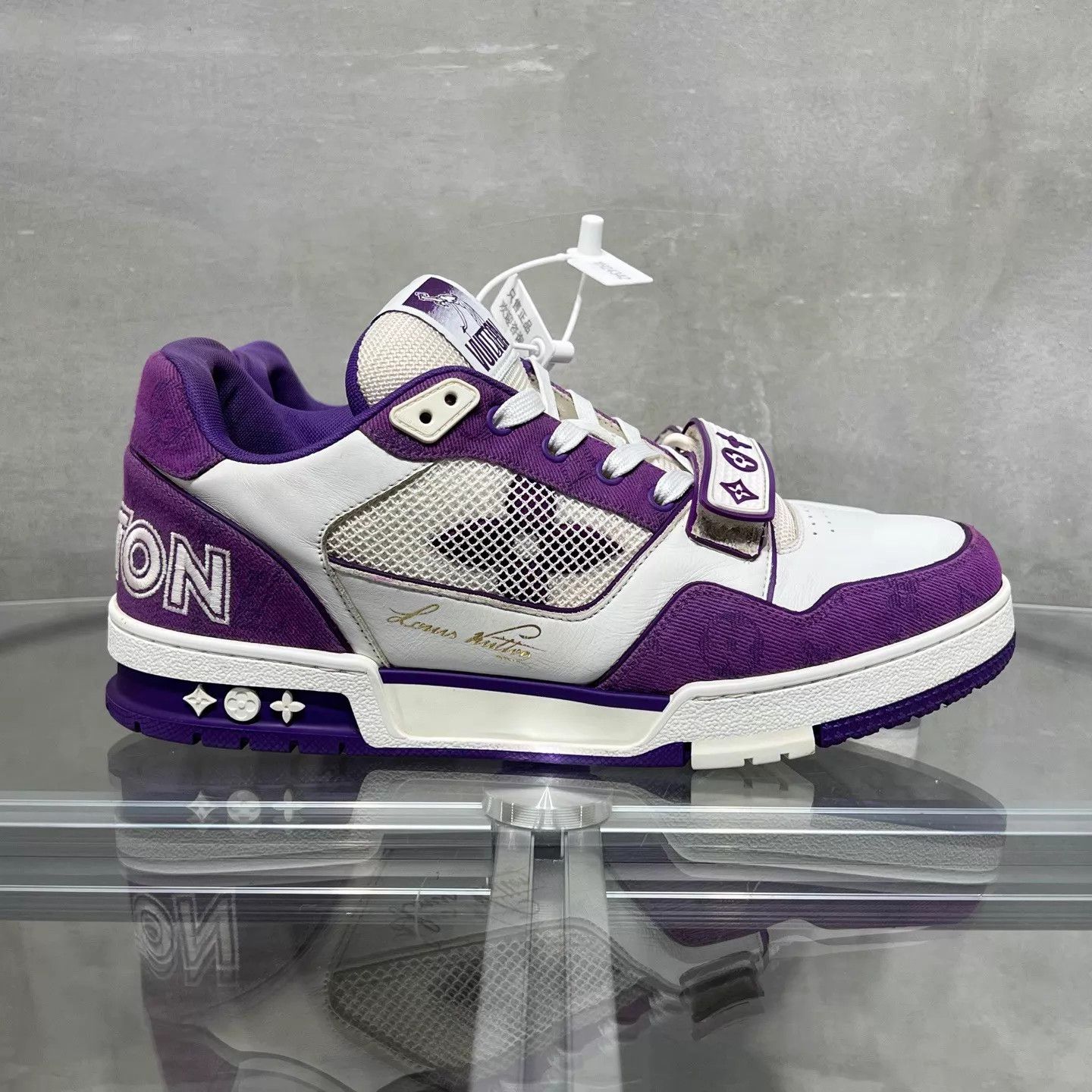 Louis Vuitton LV Trainer White Purple Velcro 42.5 Size US 9.5 / EU 42-43 - 4 Thumbnail