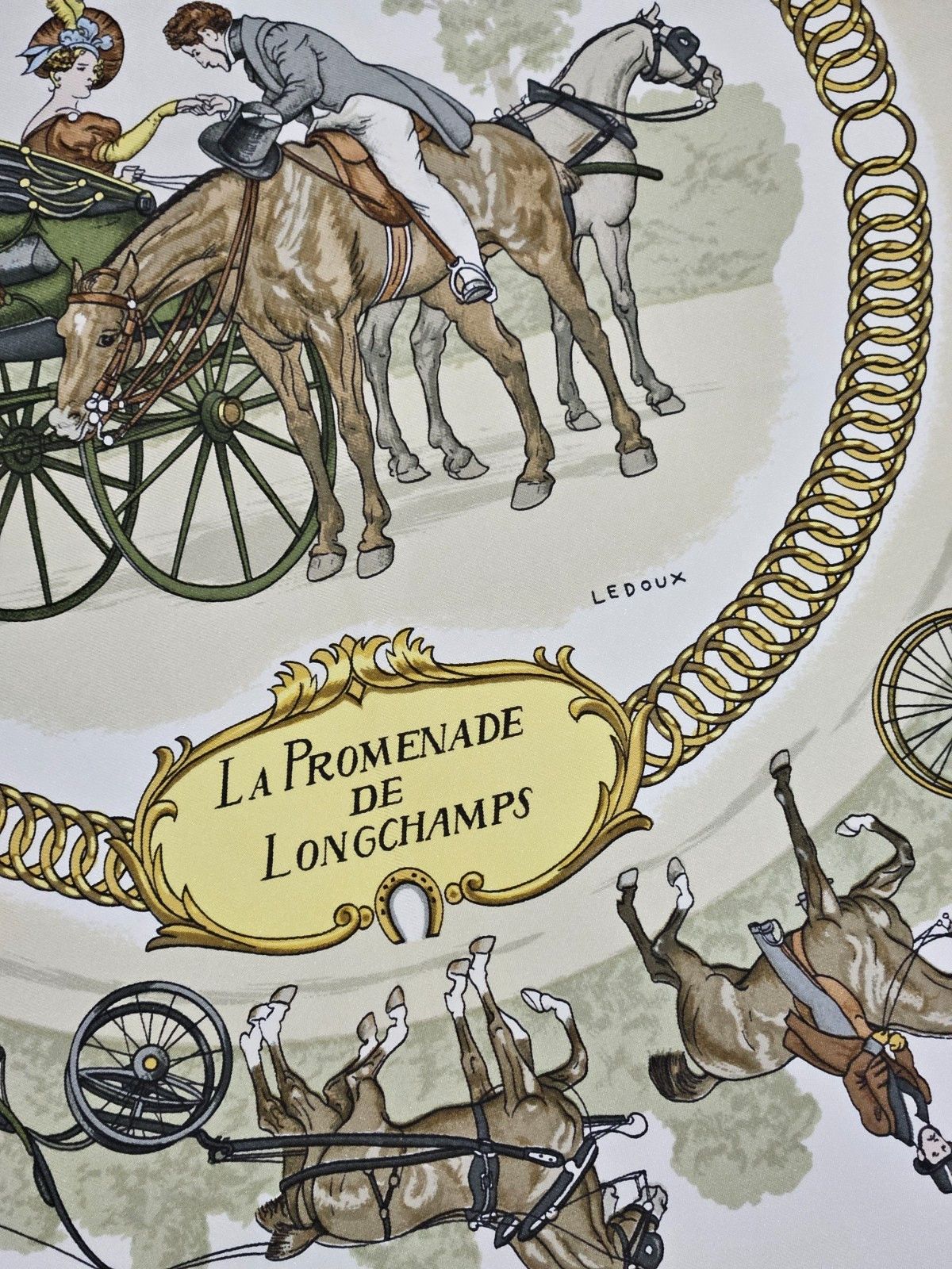 Hermes Hermes La Promenade de Longchamps by P. Ledoux Silk Scarf Size ONE SIZE - 4 Thumbnail