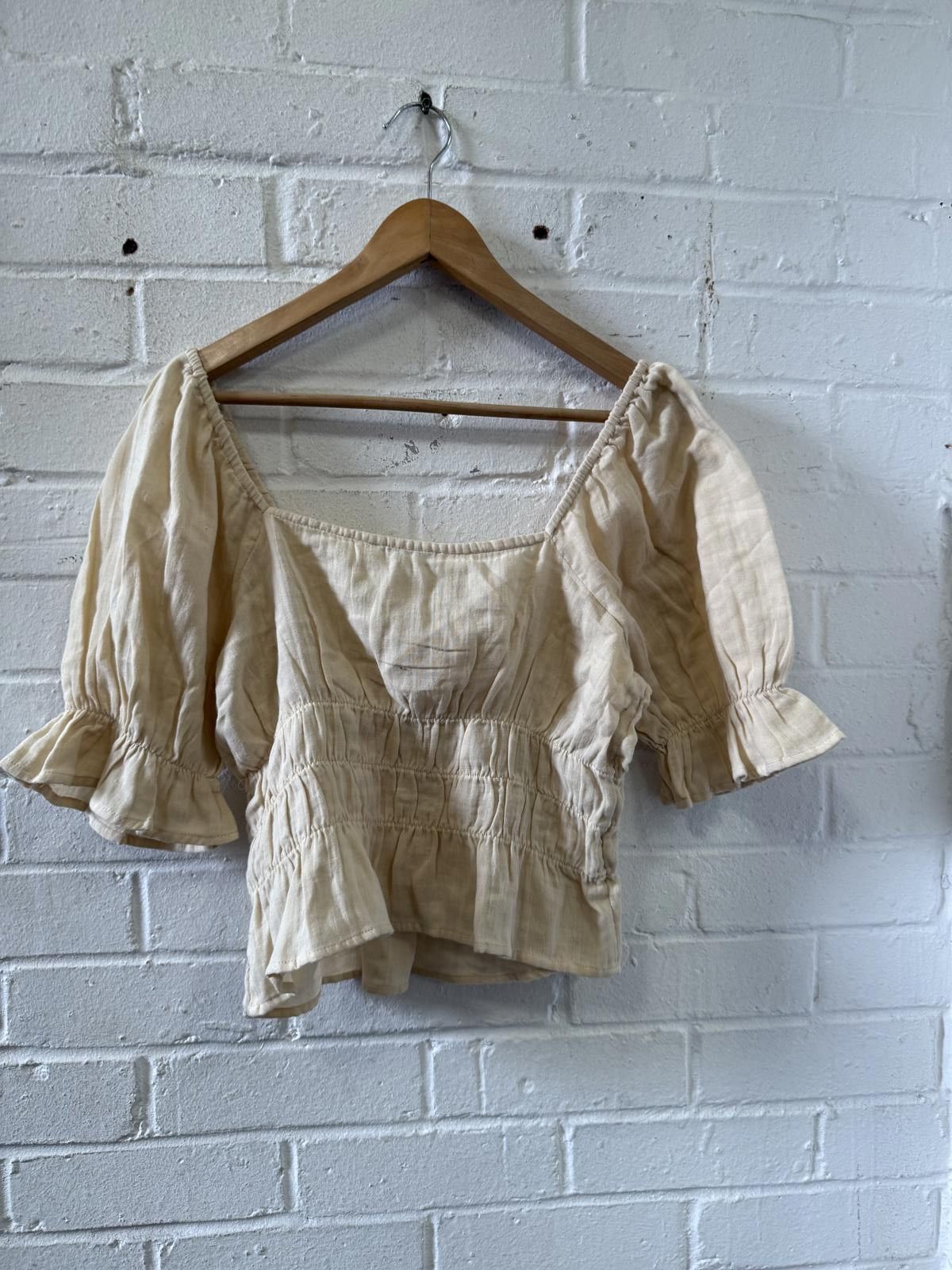 Designer NA-KD Beige Lightweight Women's Blouse Size 38 Size L / US 10 / IT 46 - 4 Thumbnail