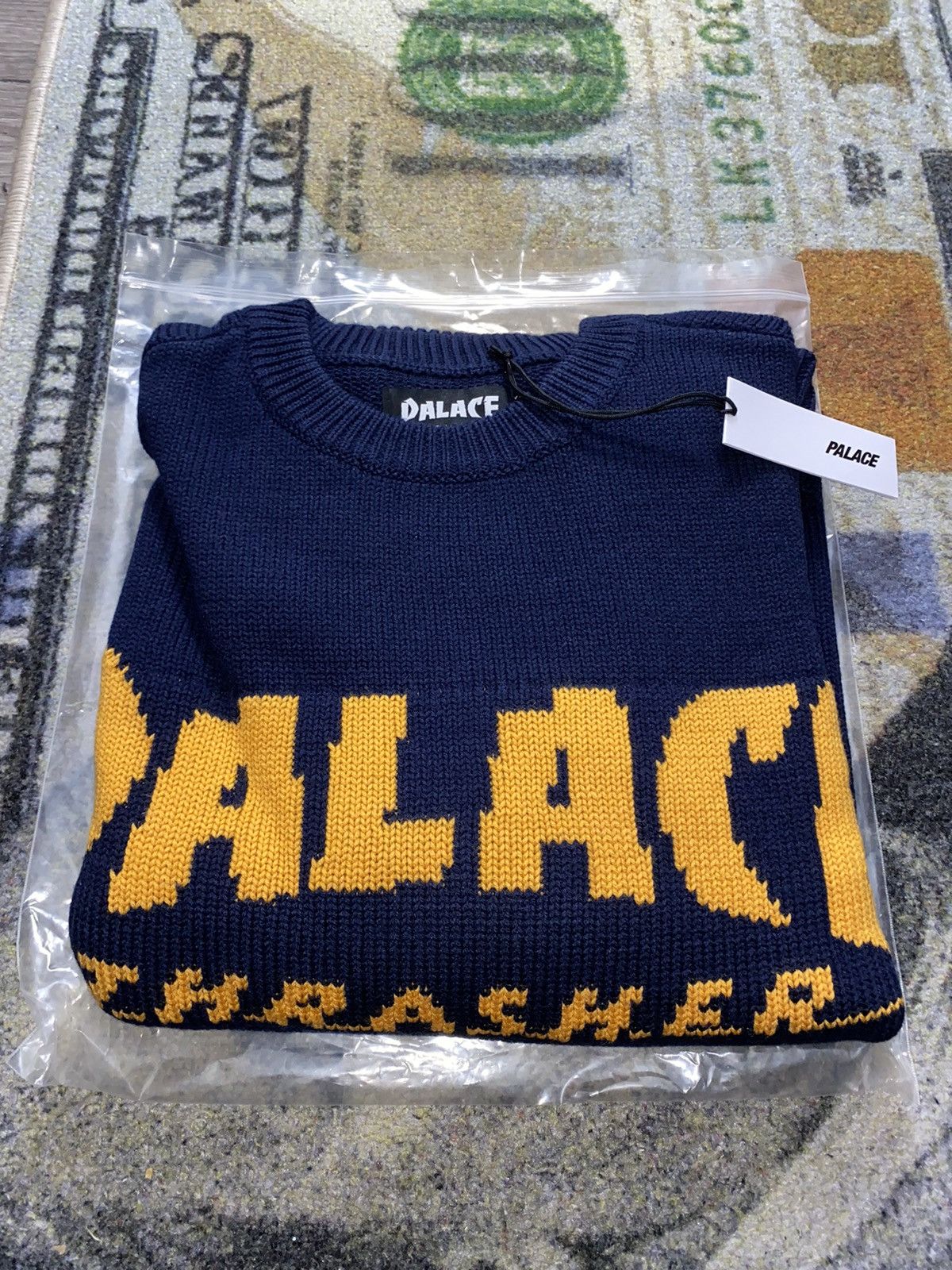 image of Palace Thrasher Knit Sweater in Navy, Men's (Size XL)