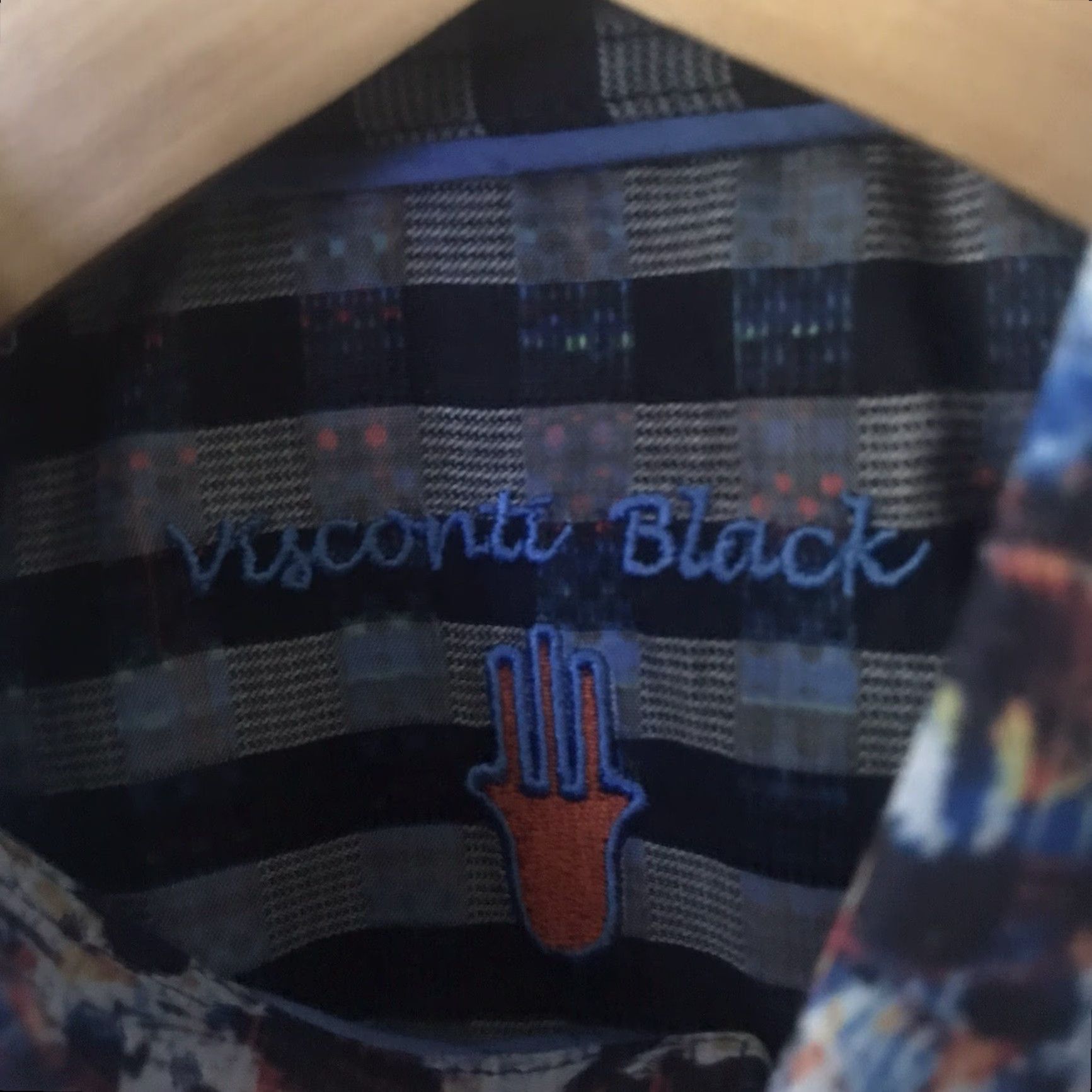 Vintage Visconti Black Shirt Mens Size Small L/S Modern Splat Print Blue Multi 25 NEW Size US S / EU 44-46 / 1 - 2 Thumbnail