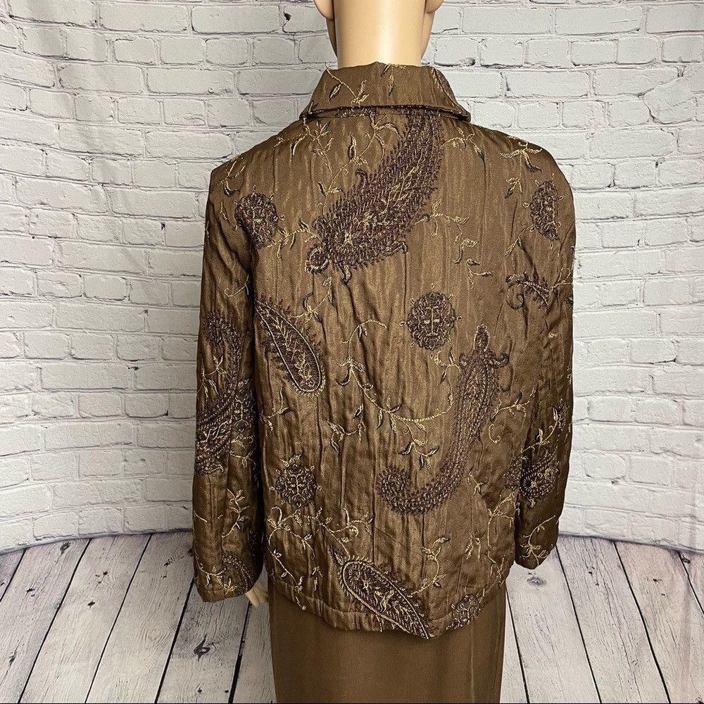 Chicos Chico's Brown Jacquard Embroidered Jacket Size 3 Size XL Size XL / US 12-14 / IT 48-50 - 3 Thumbnail