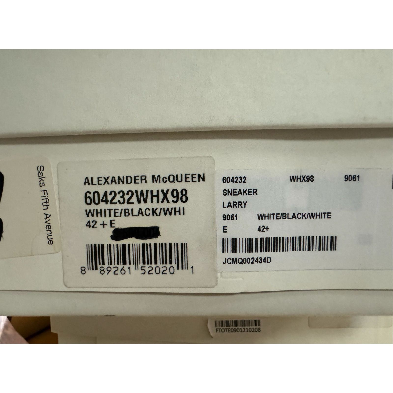 Alexander McQueen o1rshd1 Larry Sneakers in White/Black 42.5 Size US 9.5 / EU 42-43 - 20 Thumbnail