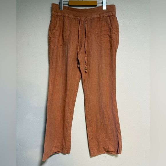 Guess GUESS Los Angeles Wide-Leg Linen Pants in Terracotta Size L Size 32" / US 10 / IT 46 - 2 Thumbnail