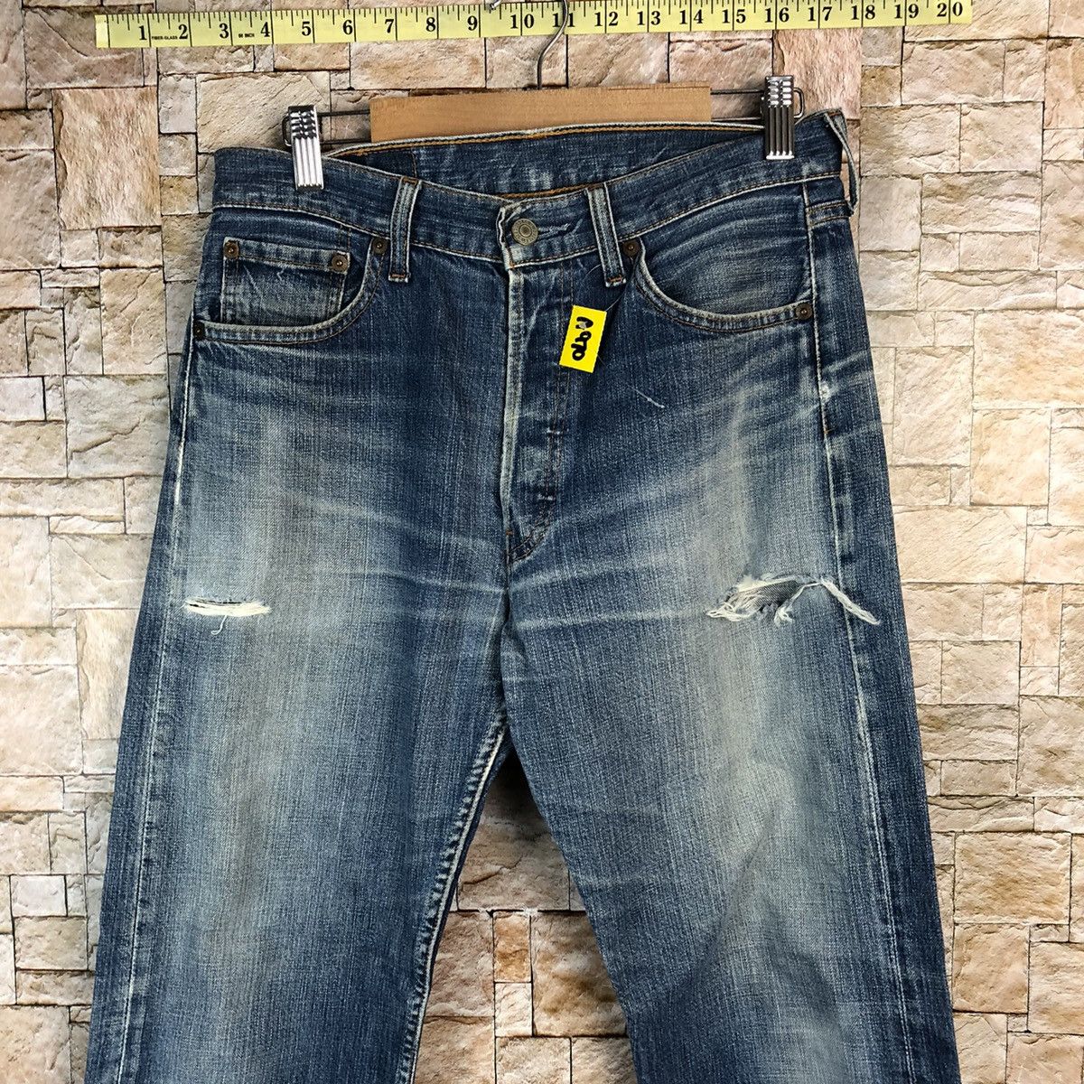Levi's 501 Levis Blue Distressed Denim Pants #A970 Size US 30 / EU 46 - 5 Thumbnail