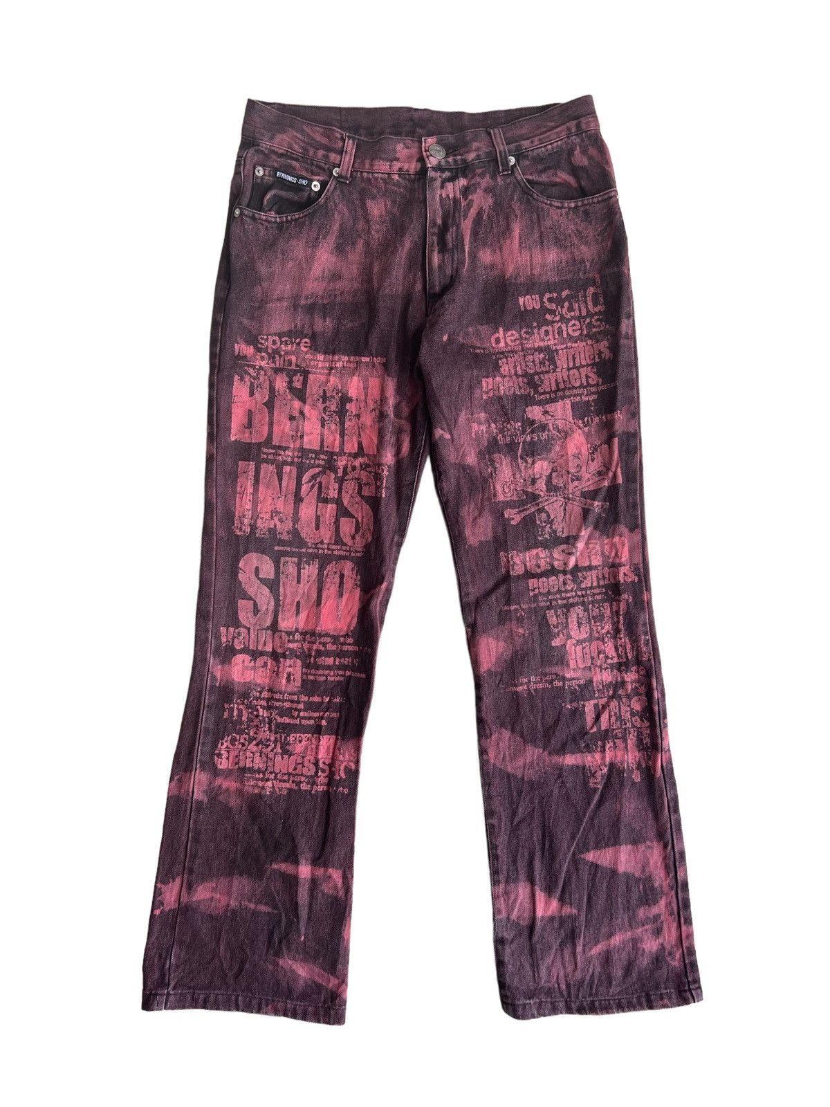 BERNINGS SHO 1990s Berning-Sho 🇯🇵 Anarchy Statement Baggy Jeans Denim Size US 33 - 3 Thumbnail