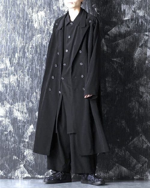 image of Yohji Yamamoto Ss21 Long Light Coat in Black, Men's (Size Medium)
