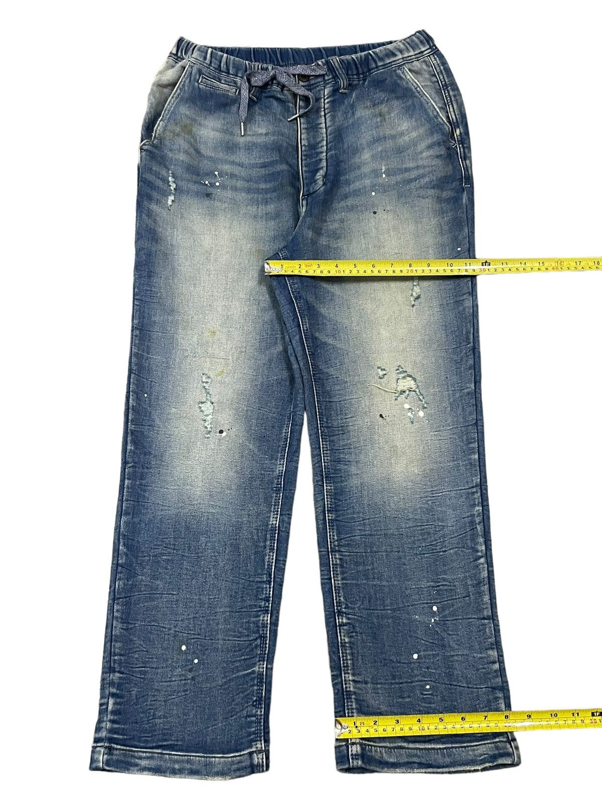 Japanese Brand Oblekt Japan Paint Splatter Ezy Denim Style Distressed Pants Size US 31 - 14 Thumbnail