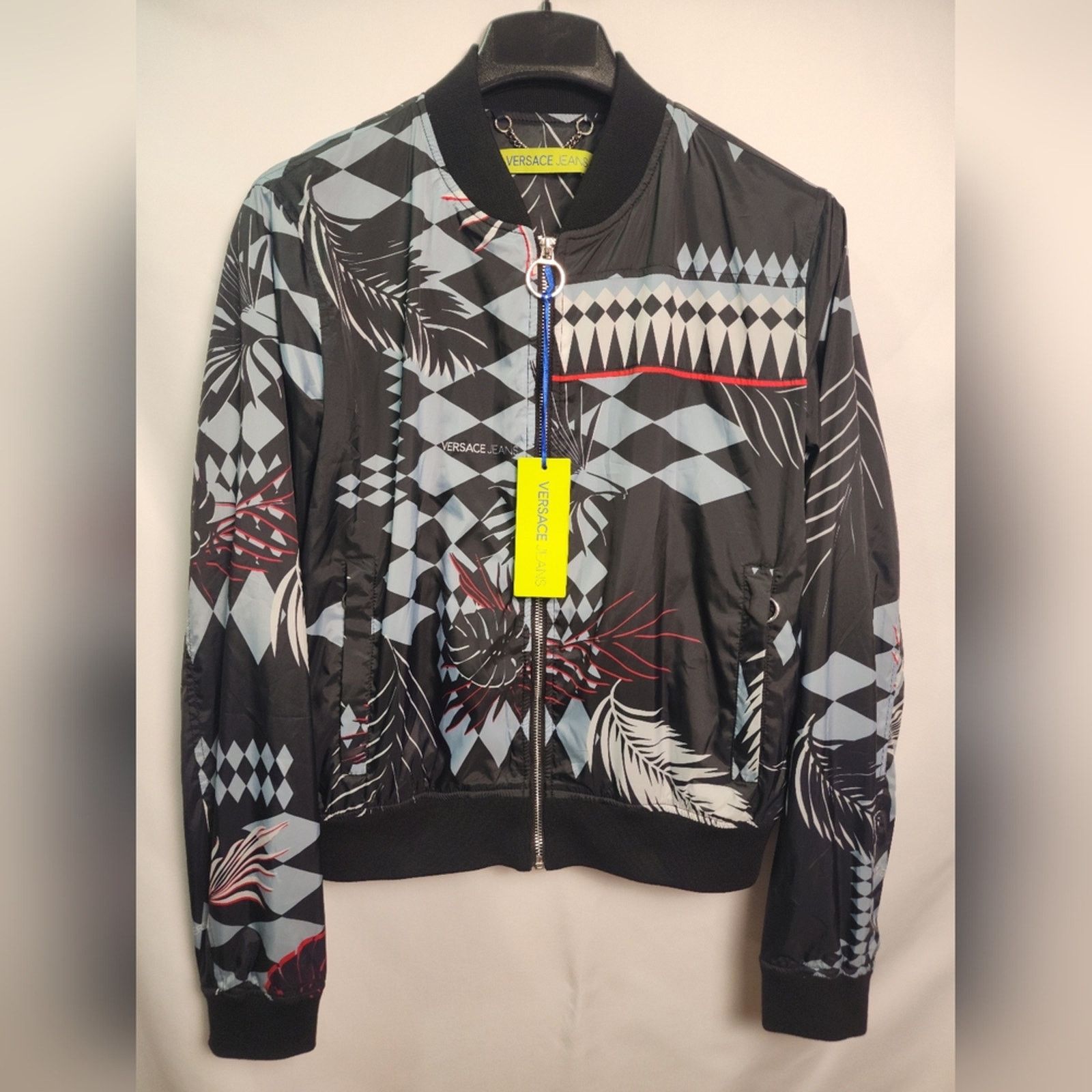 Versace Versace Nylon Geometric Patterned Palm Bomber Jacket 44 Lg Size L / US 10 / IT 46 - 1 Thumbnail