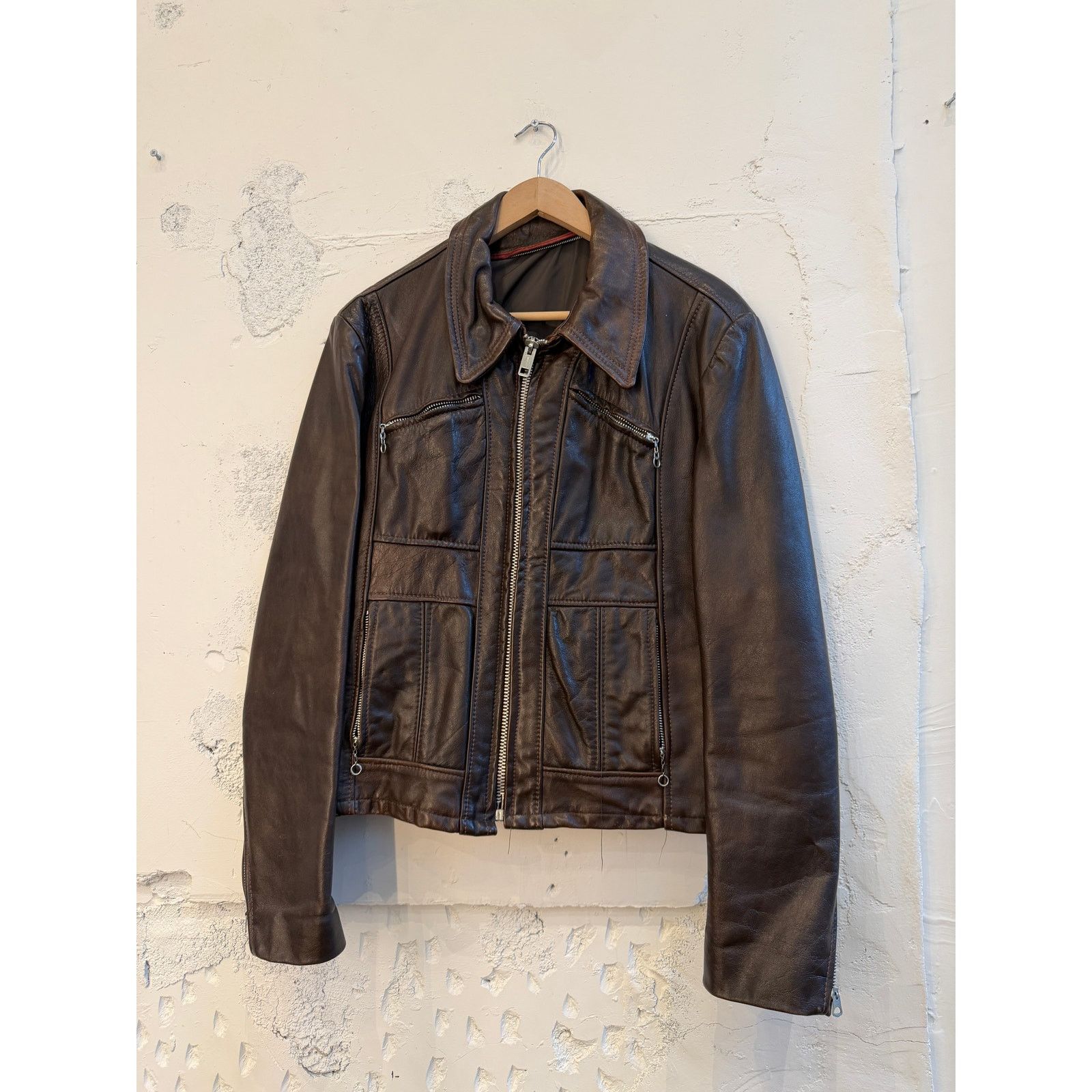 Vintage Vintage 70's Cafe Racer Brown Leather Jacket Size US L / EU 52-54 / 3 - 1 Thumbnail