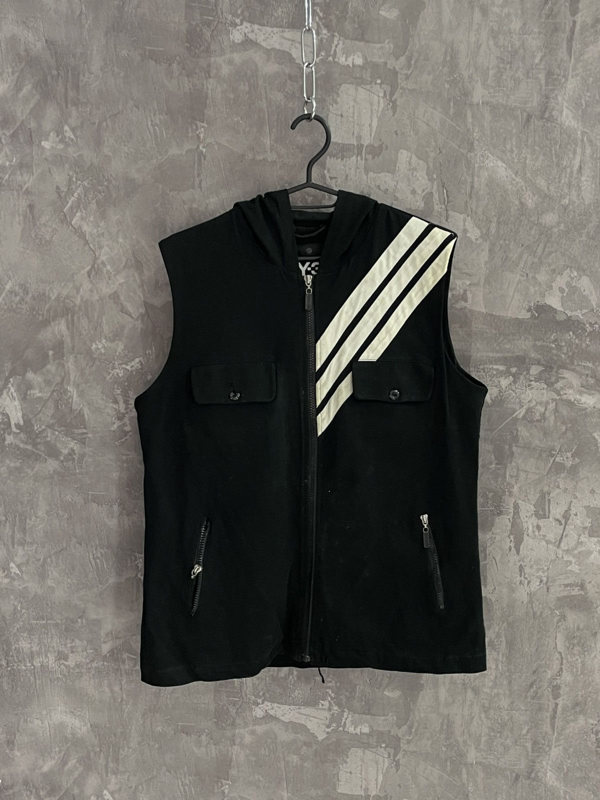 Yohji Yamamoto Adidas Y-3 Yohji Yamamoto Striped Design Vest with Hood Size US M / EU 48-50 / 2 - 1 Thumbnail