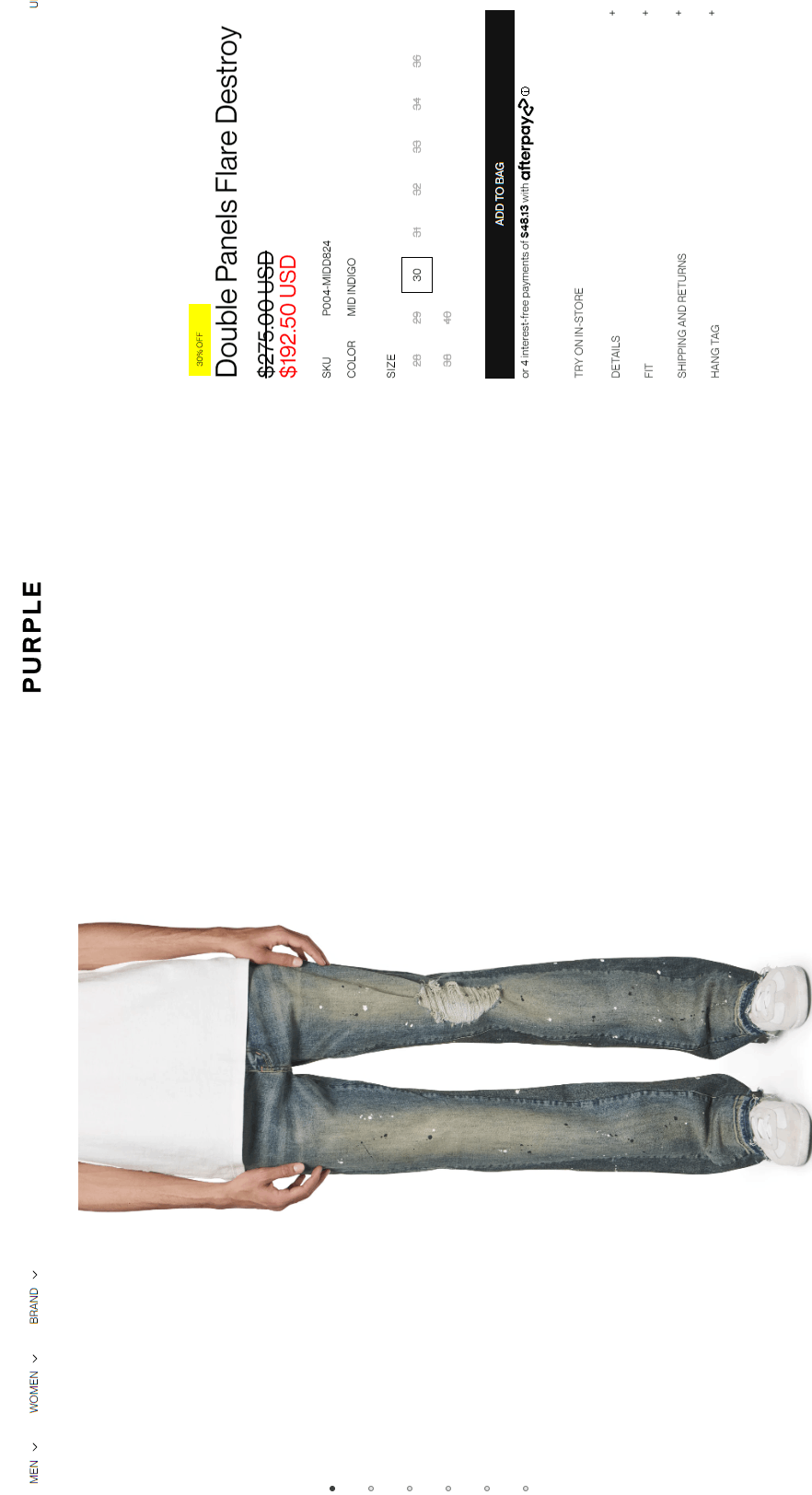 Purple jeans Double Panels Flare Destory