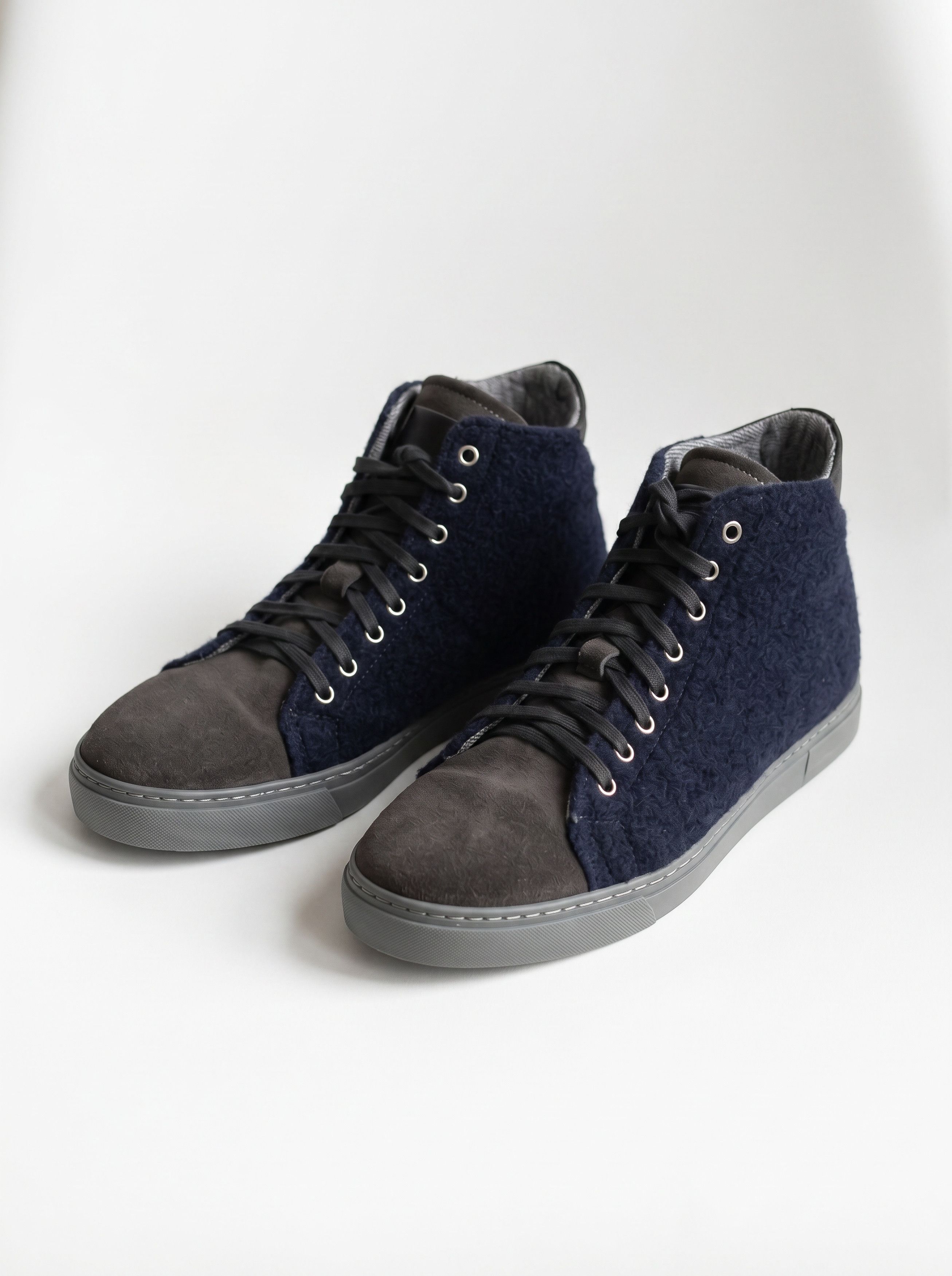 Other Russell Park Wool Bouclé Hi-Top Sneaker Navy Grey US8.5 Size US 8.5 / EU 41-42 - 1 Thumbnail