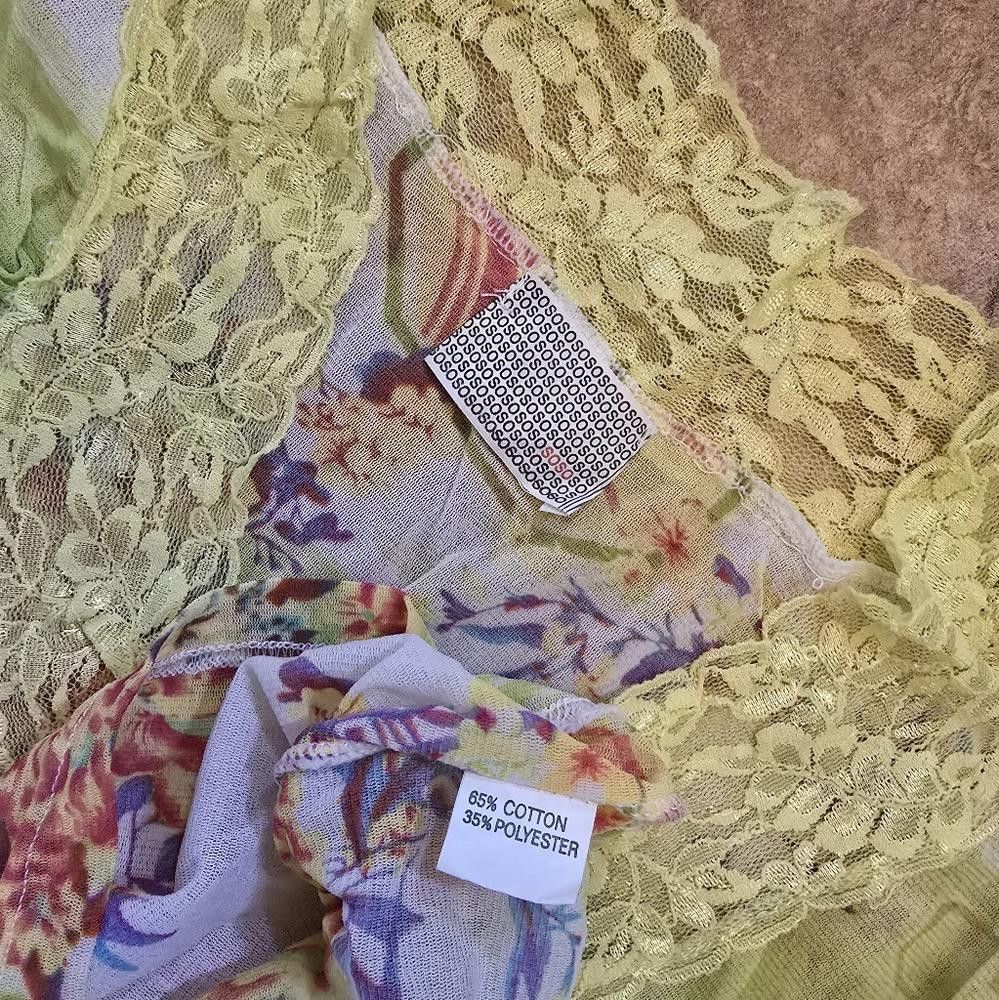 Designer Multicolored SOSO Laced 3|8 Blouse Size M / US 6-8 / IT 42-44 - 3 Thumbnail