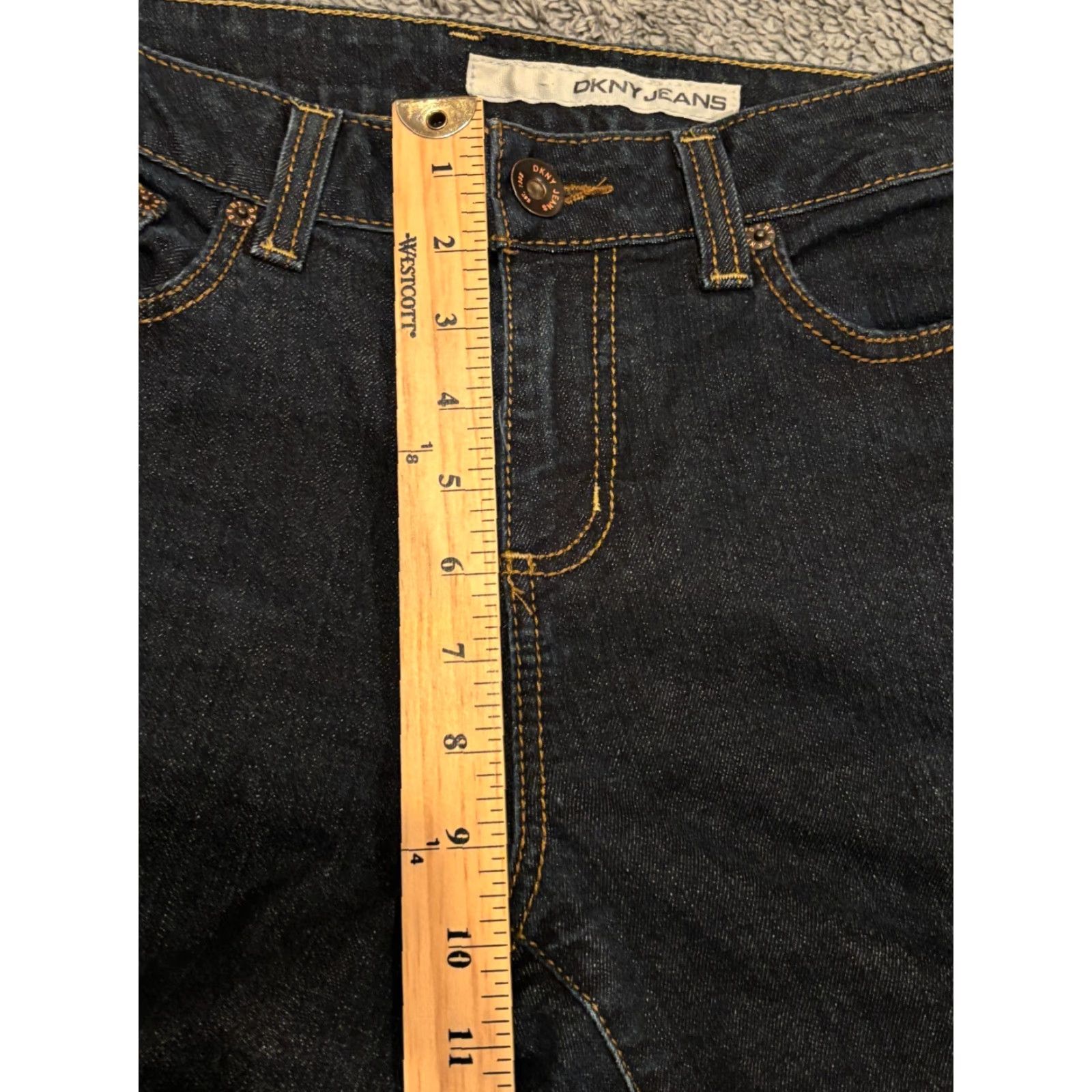 DKNY DKNY Jeans Womens 8 Bootcut Denim Blue Dark Wash Stretch Pants Regular Pockets Cotton Blend Accents Button Modern Rodeo Womens Jeans Size 30" / US 8 / IT 44 - 4 Thumbnail