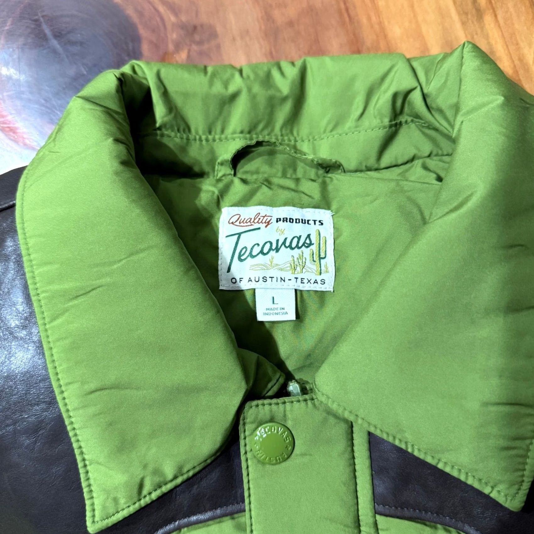 Tecovas Tecovas Coat Mens L Green Puffer vest Western Leather Down Zip Sleeveless Austin Size US L / EU 52-54 / 3 - 3 Thumbnail