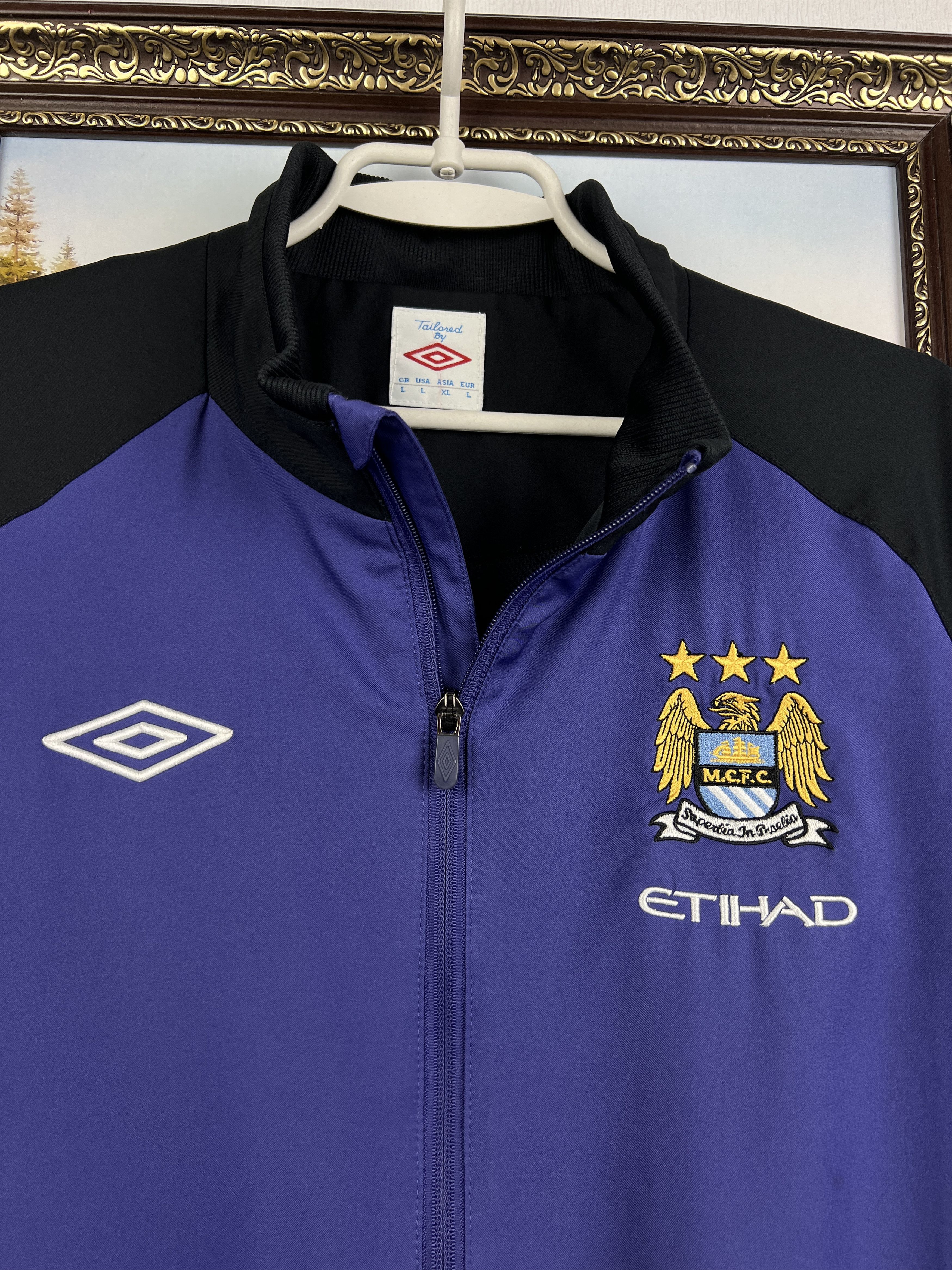 Umbro Vintage Manchester City Football Jacket Soccer Track Top Zip Size US L / EU 52-54 / 3 - 3 Thumbnail