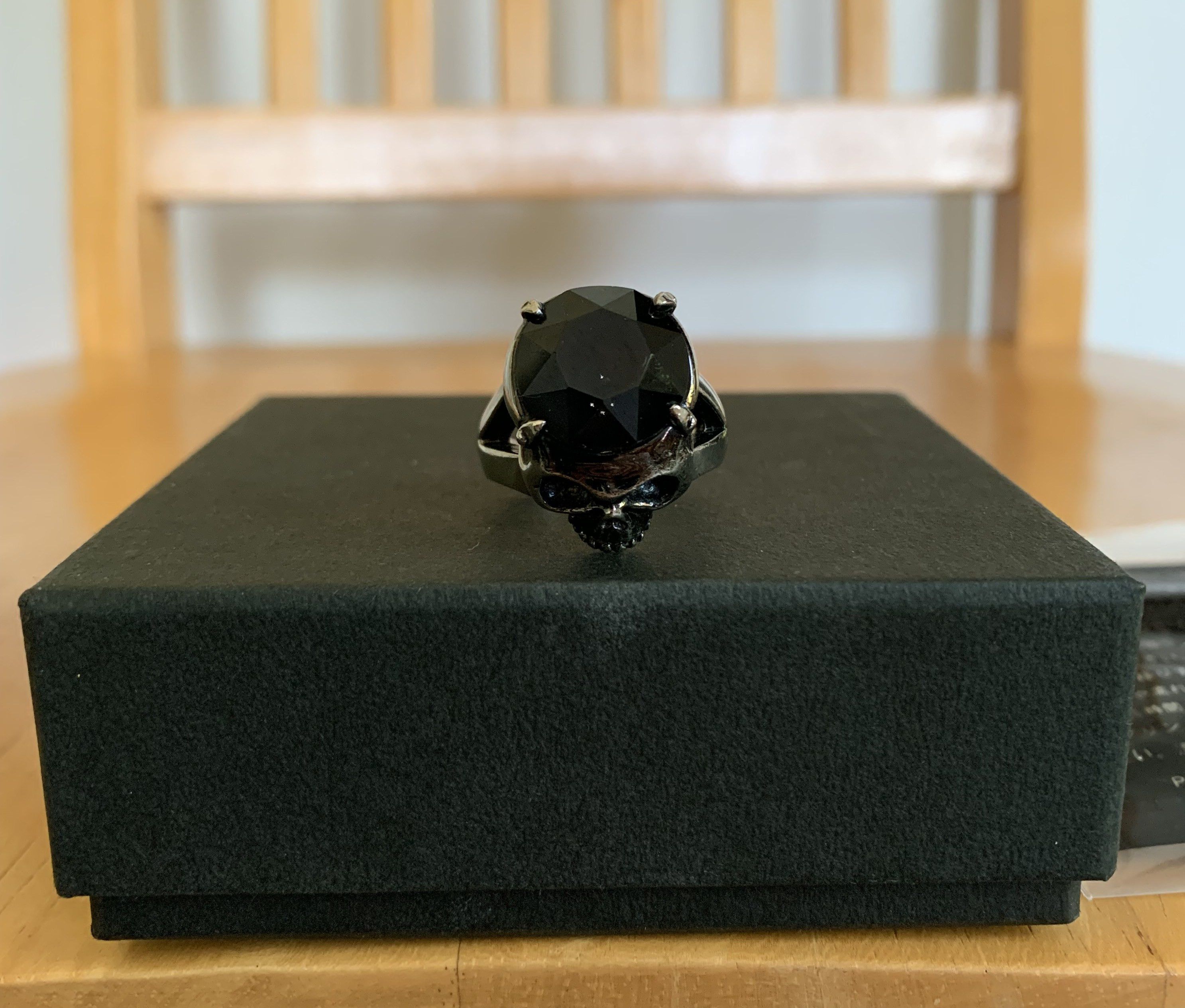 Jam Home Made × Number (N)ine SS03 Black Diamond Silver Skull Ring Size ONE SIZE - 3 Thumbnail