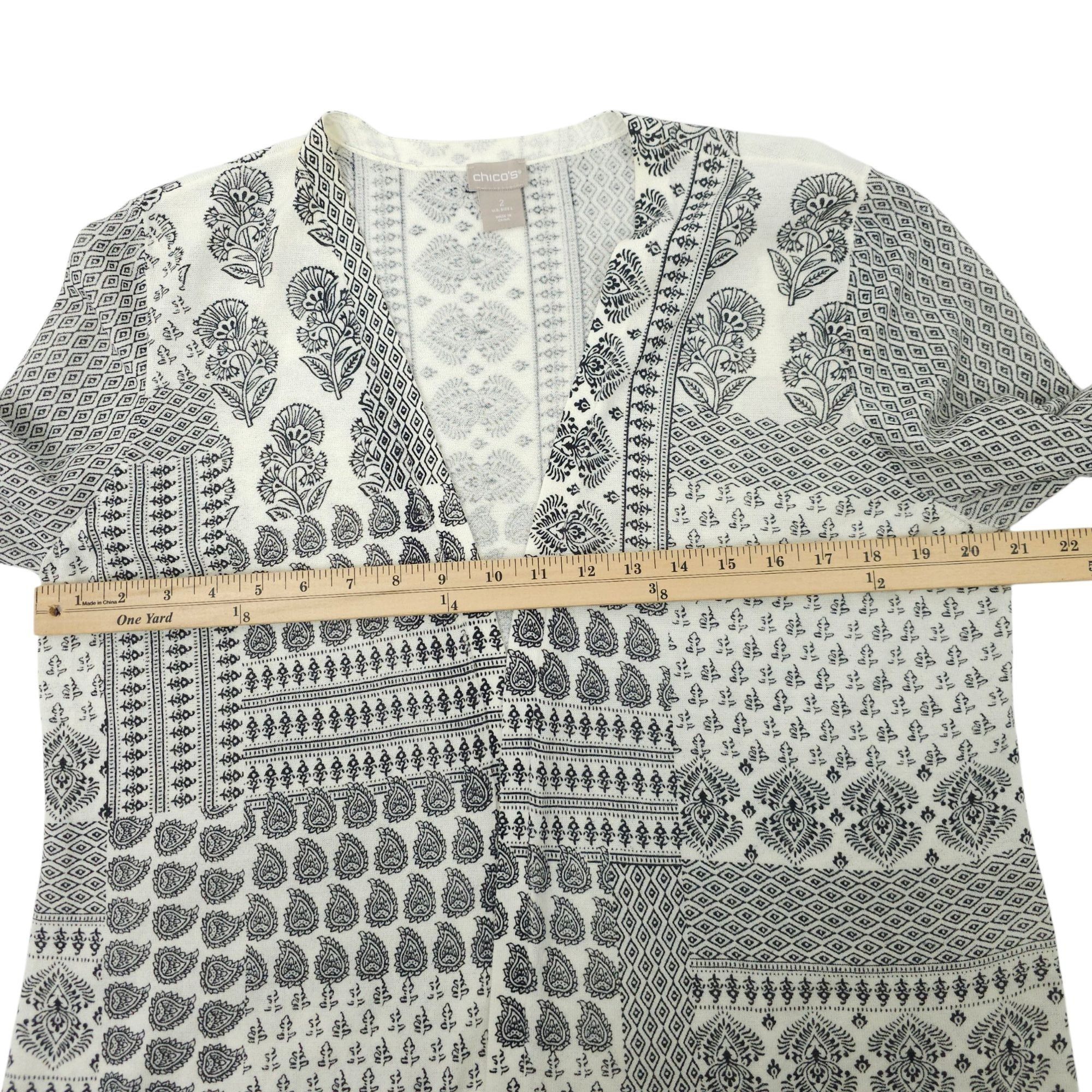 Chicos Chicos Open Front Cardigan Womens Size 2 US L Ruched Sleeve Size L / US 10 / IT 46 - 3 Thumbnail