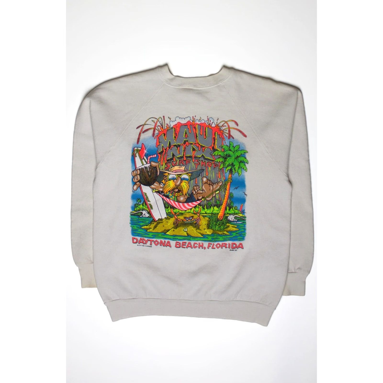 Fruit Of The Loom VINTAGE Maui Nix Surf Shop Sweatshirt 1990s Large White Womens Size US L / EU 52-54 / 3 - 2 Thumbnail