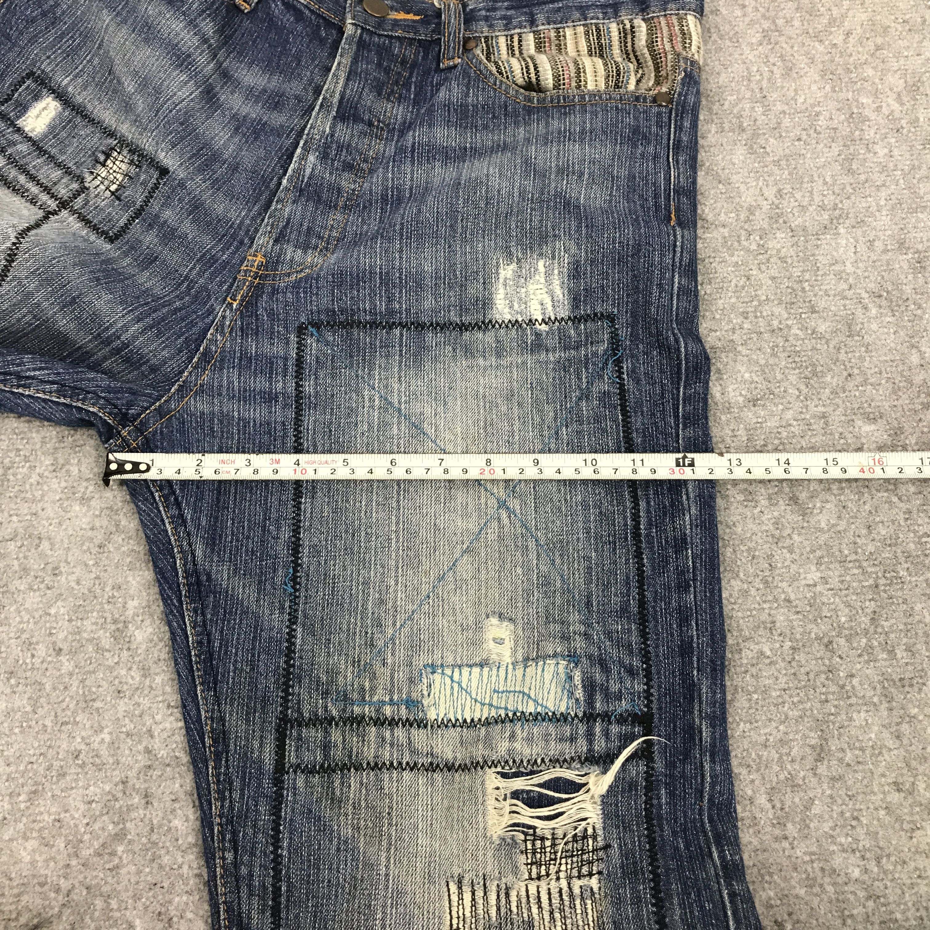 Japanese Brand decomp Baggy patchwork style denim jean Size US 31 - 5 Thumbnail
