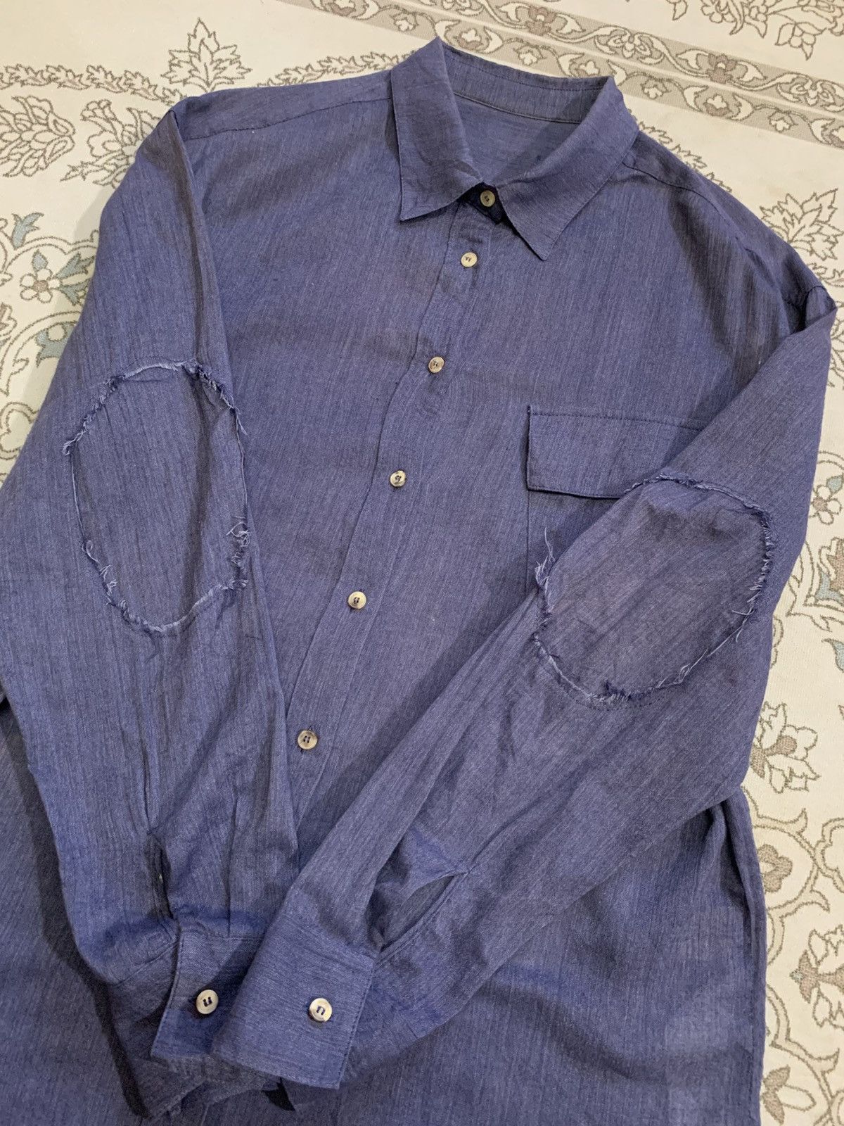 Matin Kim MATIN KIM COTTON LINEN ELBOW PATCH BUTTON UPS SHIRT Size US L / EU 52-54 / 3 - 2 Thumbnail
