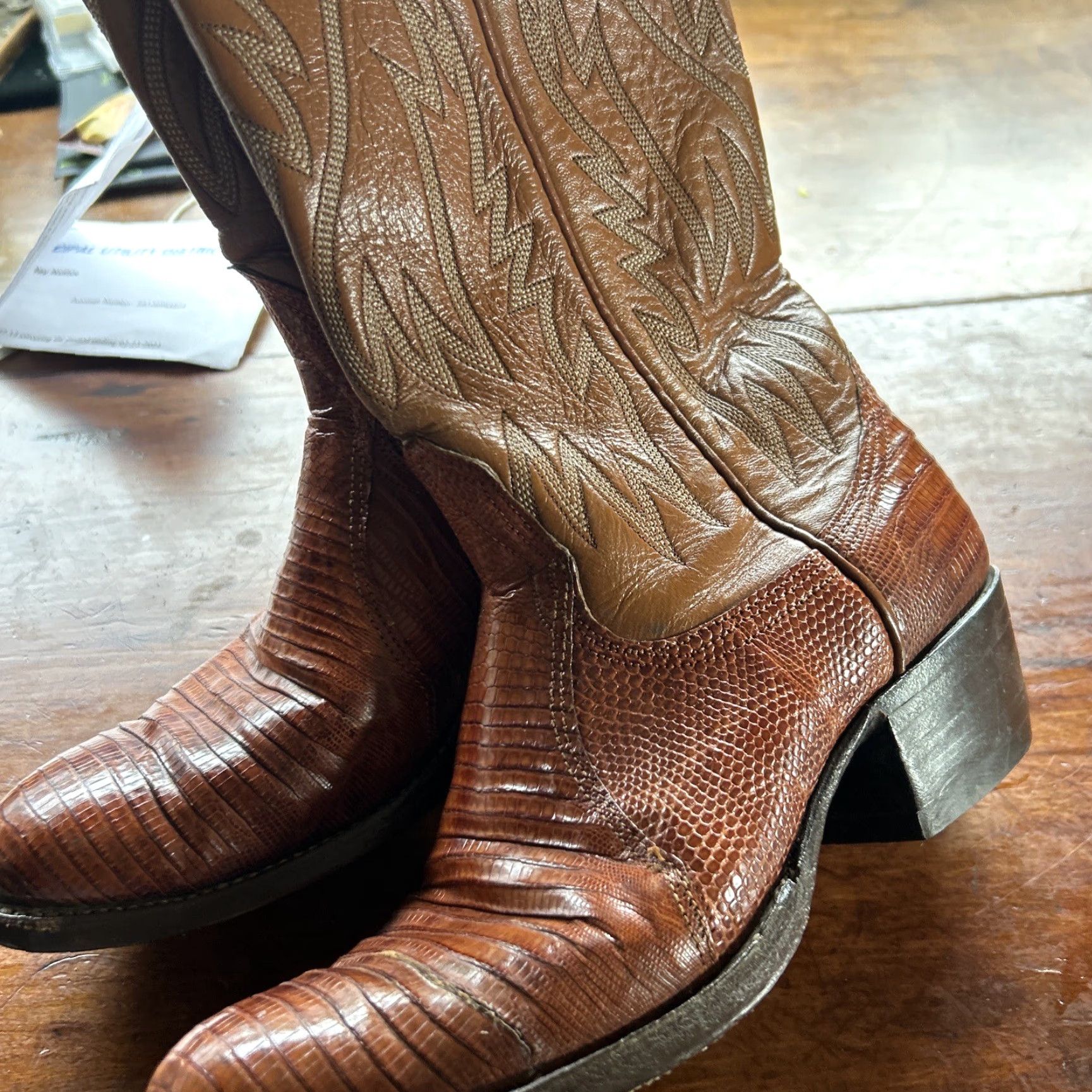 Skin Nacona Boots Lizard Skin Western Cowboy Boot Size 5.5 Congac Leather Women’s Unisex Adults Size US 5.5 / IT 35.5 - 4 Thumbnail