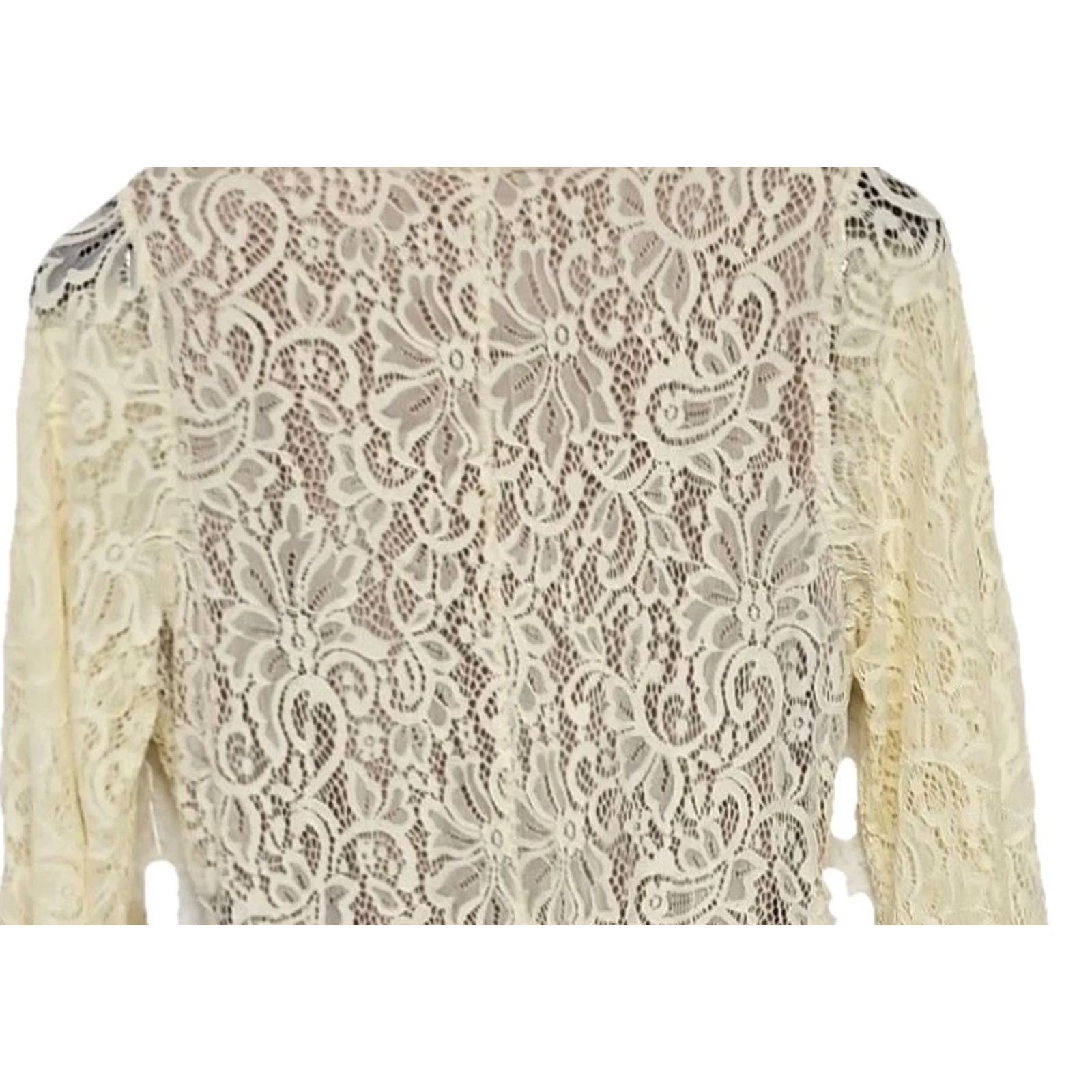 Bell Joyfolie Ivory Lace Dress S Women Bell Sleeve Round Neck Short Dress Bohemian NWT Size S / US 4 / IT 40 - 6 Thumbnail