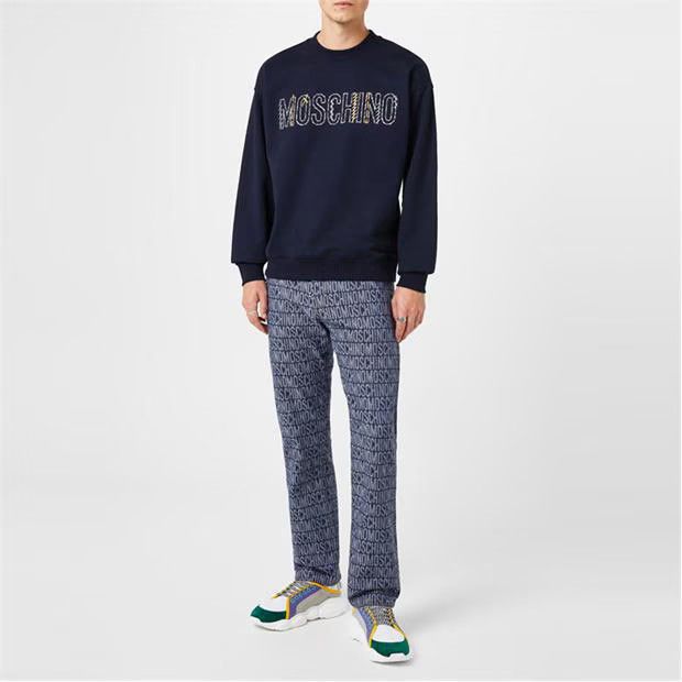Moschino o1y0225 Logo Crewneck Sweatshirt in Midnight Blue Size US L / EU 52-54 / 3 - 6 Thumbnail
