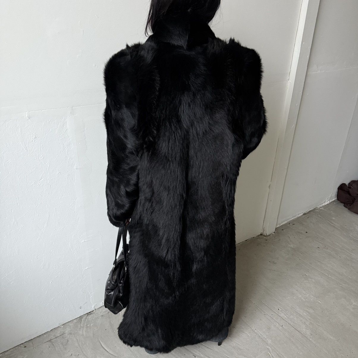 If Six Was Nine Vintage Real Fur Black Maxi Coat Size L / US 10 / IT 46 - 12 Thumbnail