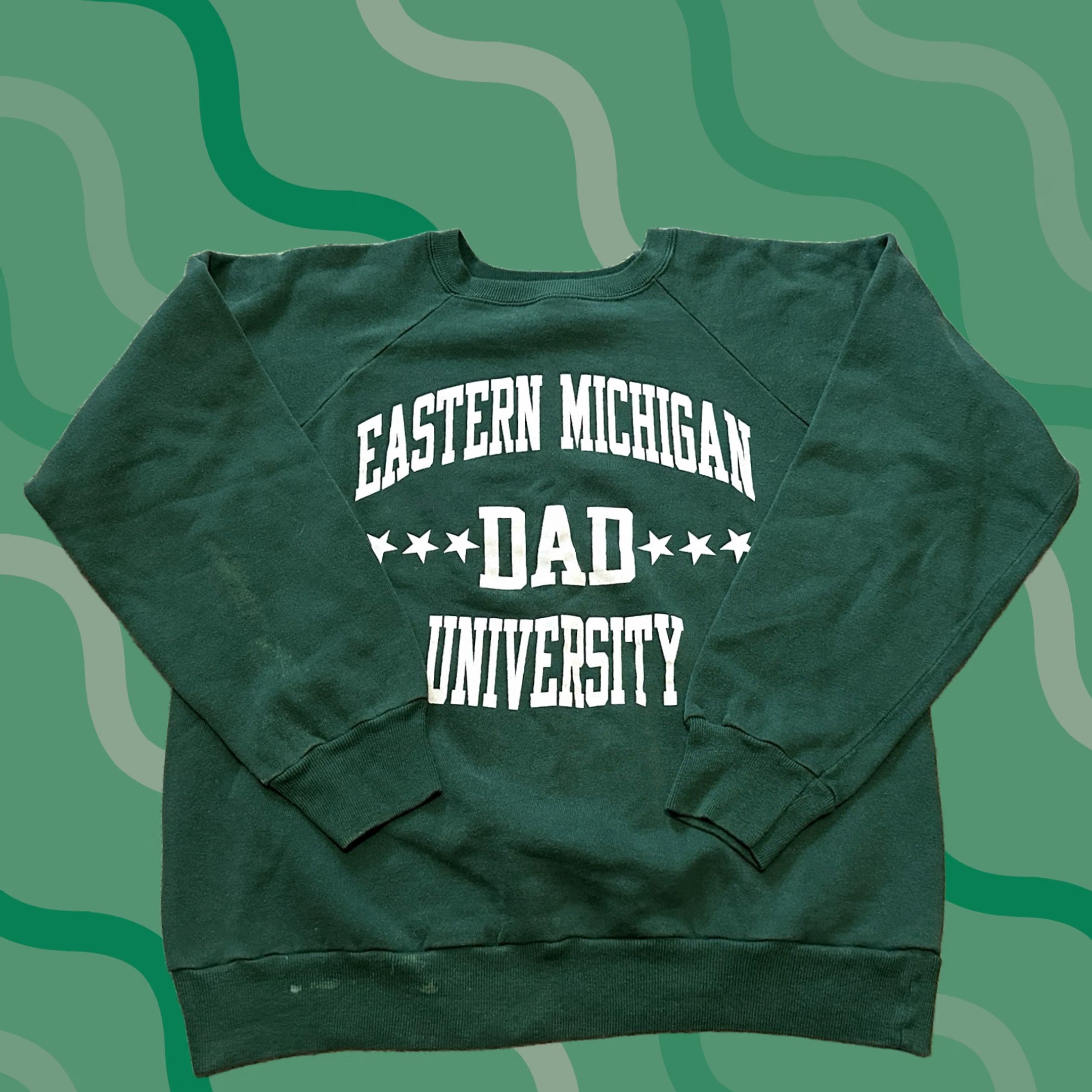 Champion VINTAGE Champion Eastern Michigan University Sweatshirt Mens Large Pullover 90s Green Size US L / EU 52-54 / 3 - 1 Thumbnail