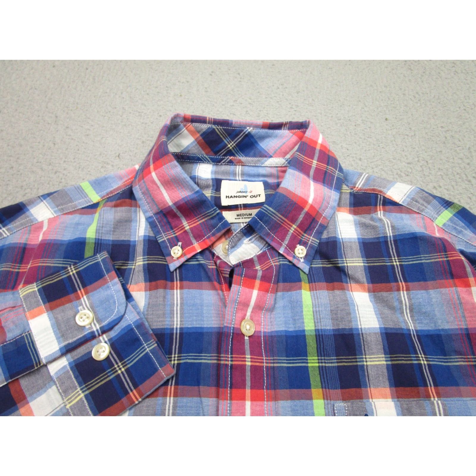 johnnie-O johnnie-O Shirt Mens Medium Button-Down Plaid Cotton Casual Adult Blue Size US M / EU 48-50 / 2 - 3 Thumbnail