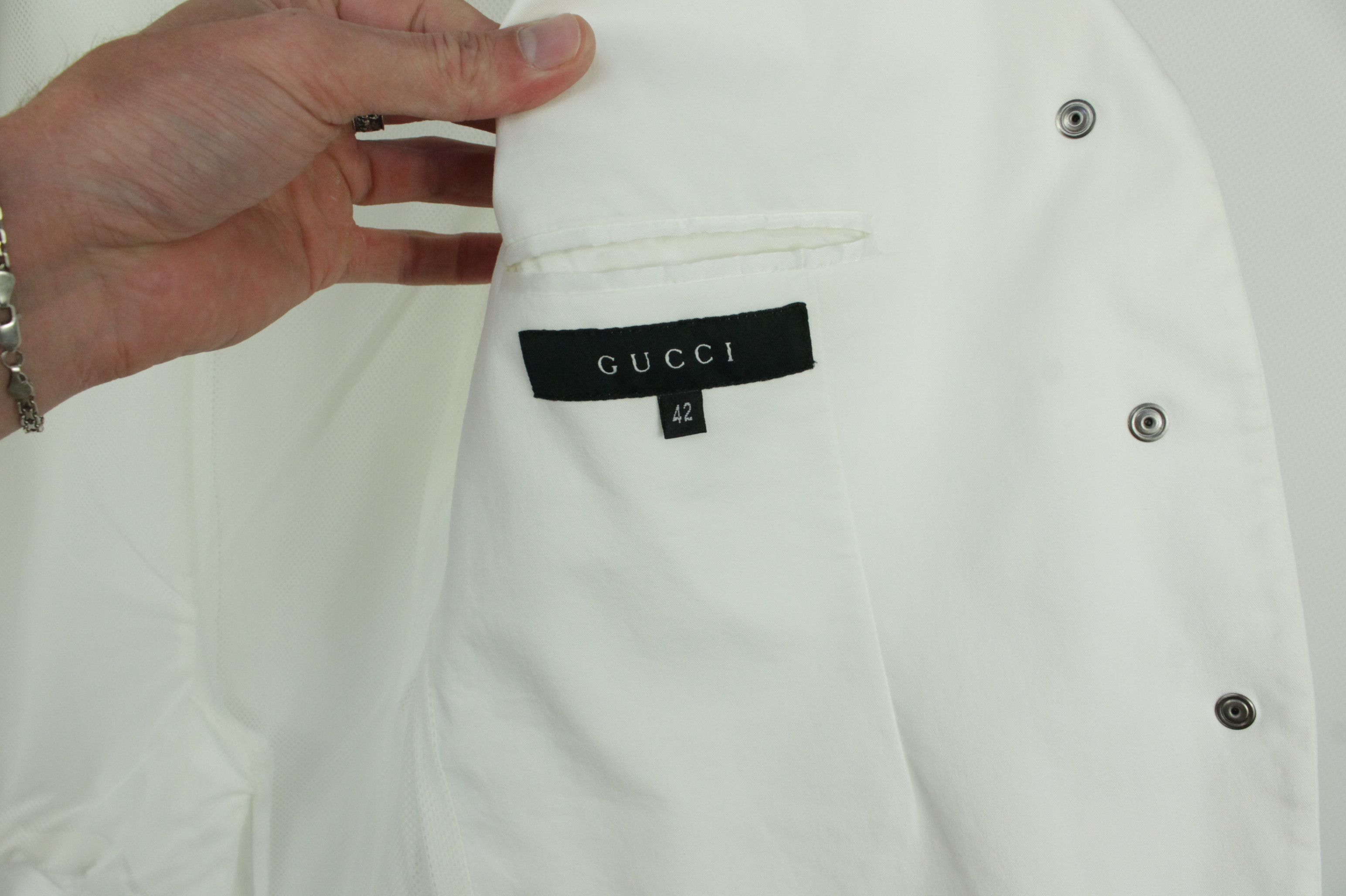 Gucci Gucci White Stretch Cotton Blazer Jacket Women's Size M / US 6-8 / IT 42-44 - 10 Thumbnail