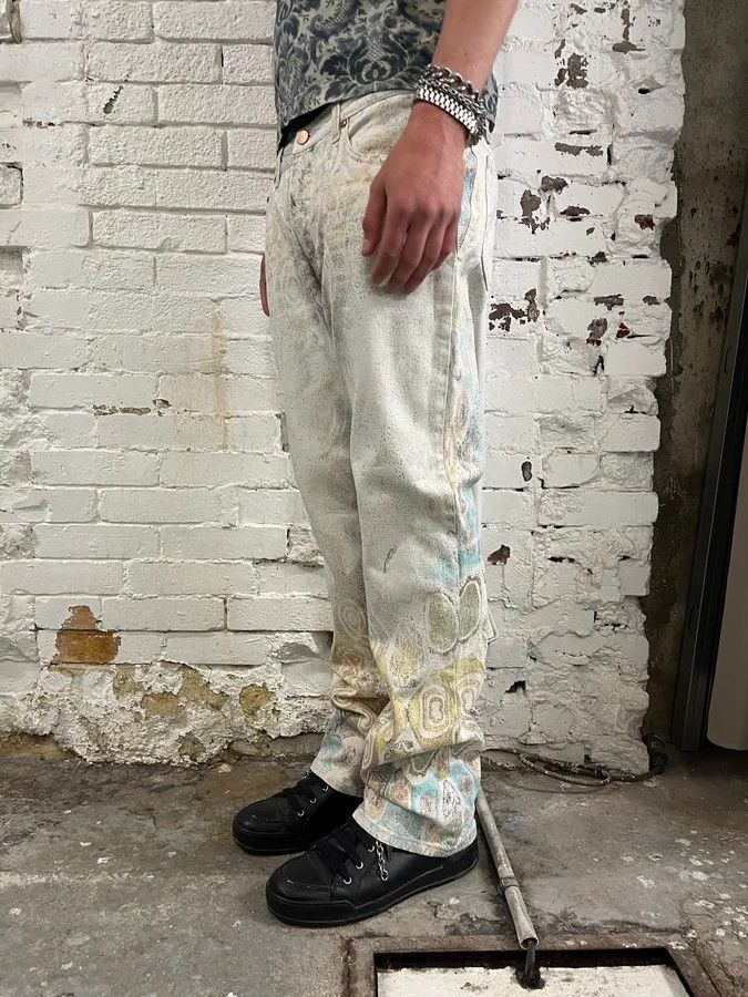 Roberto Cavalli 2000s Roberto Cavalli Gradient Ornaments White Pants Size US 32 / EU 48 - 3 Thumbnail