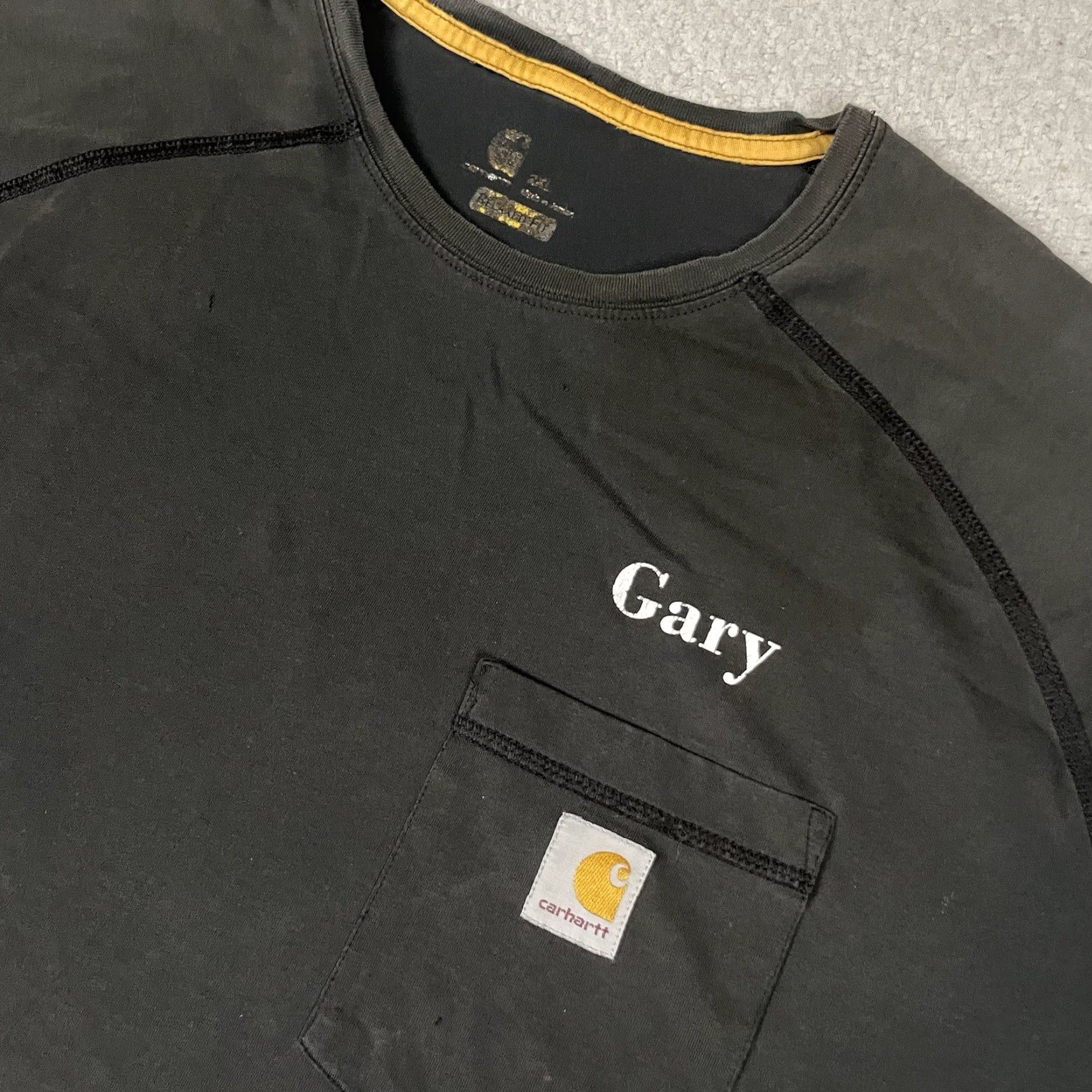 Carhartt VINTAGE Carhartt Force T Shirt Mens 2XL Gray Logo Pocket Distressed Relaxed Fit Short Sleeve Crew Neck Size US XXL / EU 58 / 5 - 3 Thumbnail