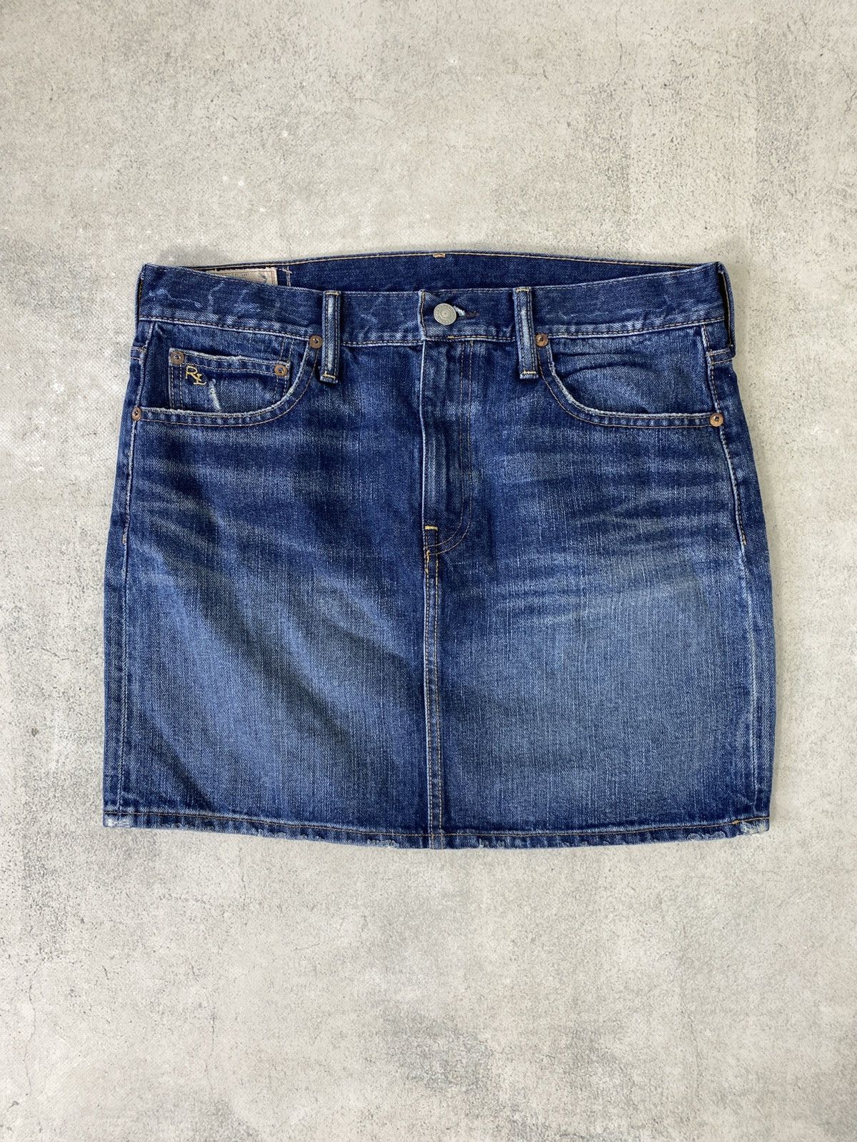Japanese Brand × Polo Ralph Lauren × Ralph Lauren Vintage Jeans Polo Ralph Lauren distressed Denim mini skirt Size 33" - 3 Thumbnail
