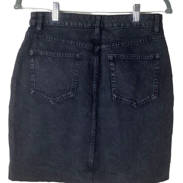 H&M H&M Denim Mini Skirt Womens 6 High Waisted Black Cotton High Low Casual Size 28" / US 6 / IT 42 - 2 Thumbnail