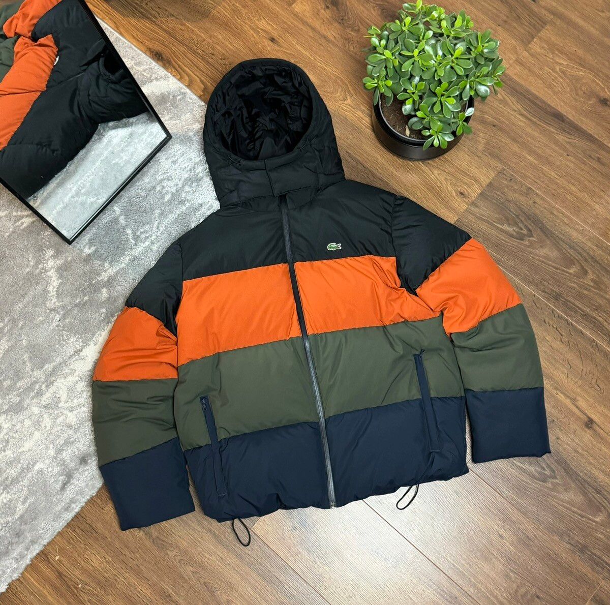 Pre-owned Lacoste Oversize Down Puffer Hooded Jacket In Black