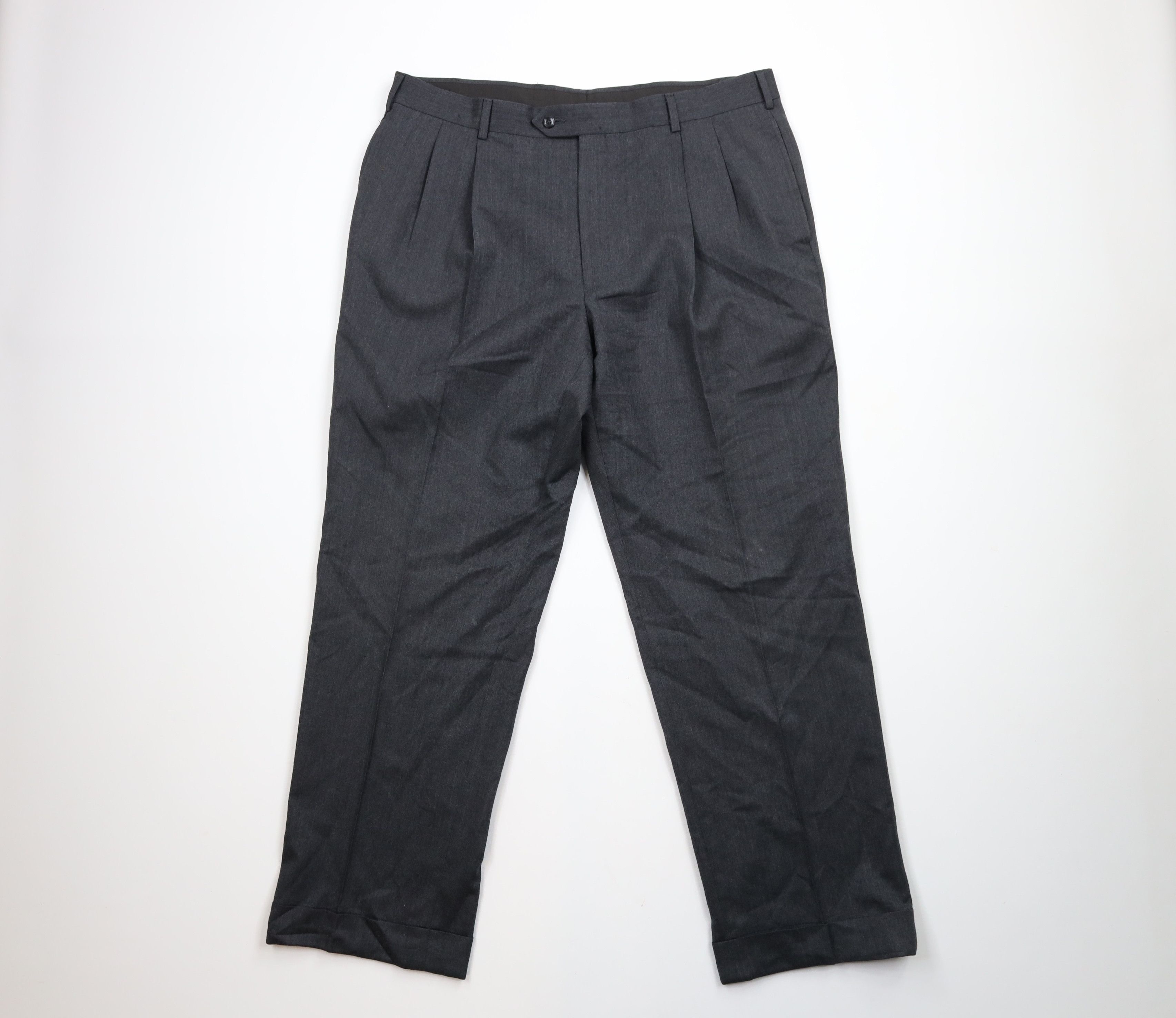 Jos. A. Bank × Vintage Vintage Jos A Bank Cuffed Wool Cashmere Chino Pants Gray Size US 36 / EU 52 - 1 Thumbnail