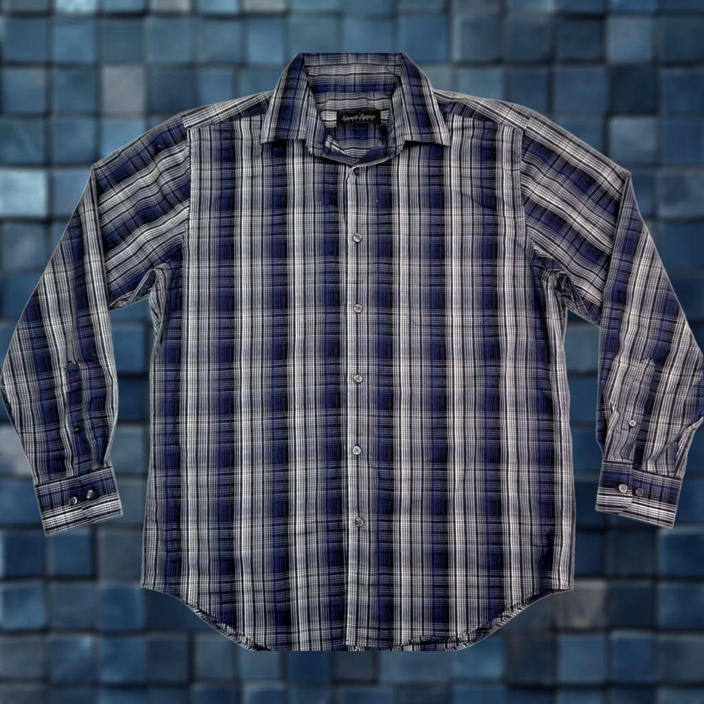 Vintage Kenneth Roberts Platinum Button-Up Shirt XL Men Plaid Blue Gray Long Sleeve Cotton Shirt Size US XL / EU 56 / 4 - 1 Thumbnail