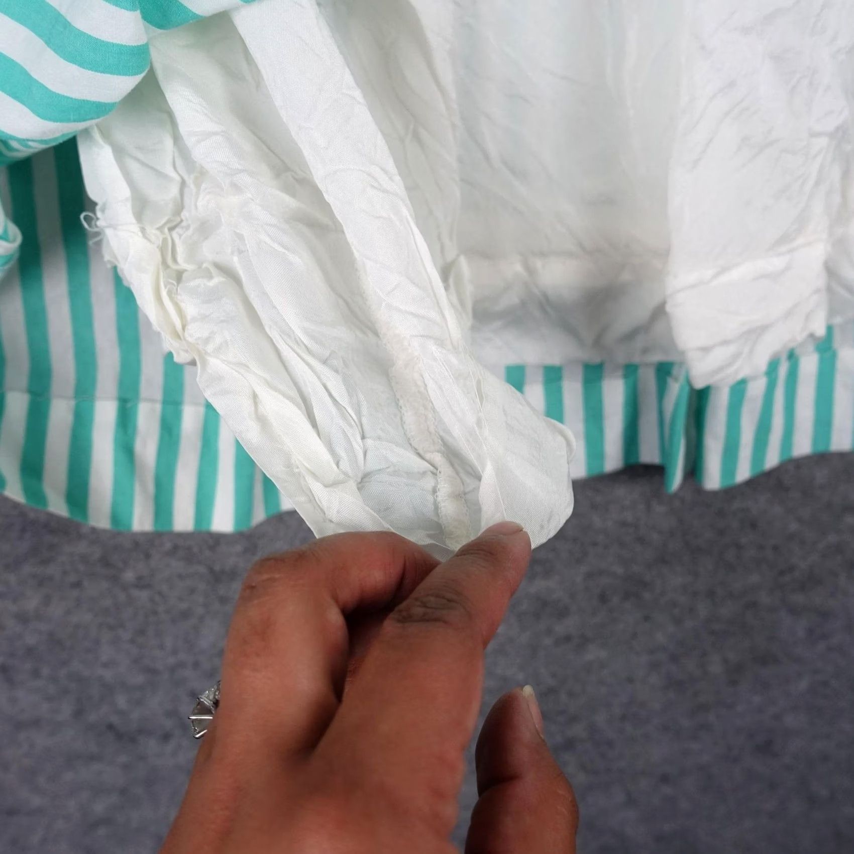 Nordstrom VINTAGE Nordstrom Skirt Womens 2 Teal White Stripe Pleated Midi Lined Pockets Size 26" / US 2 / IT 38 - 5 Thumbnail