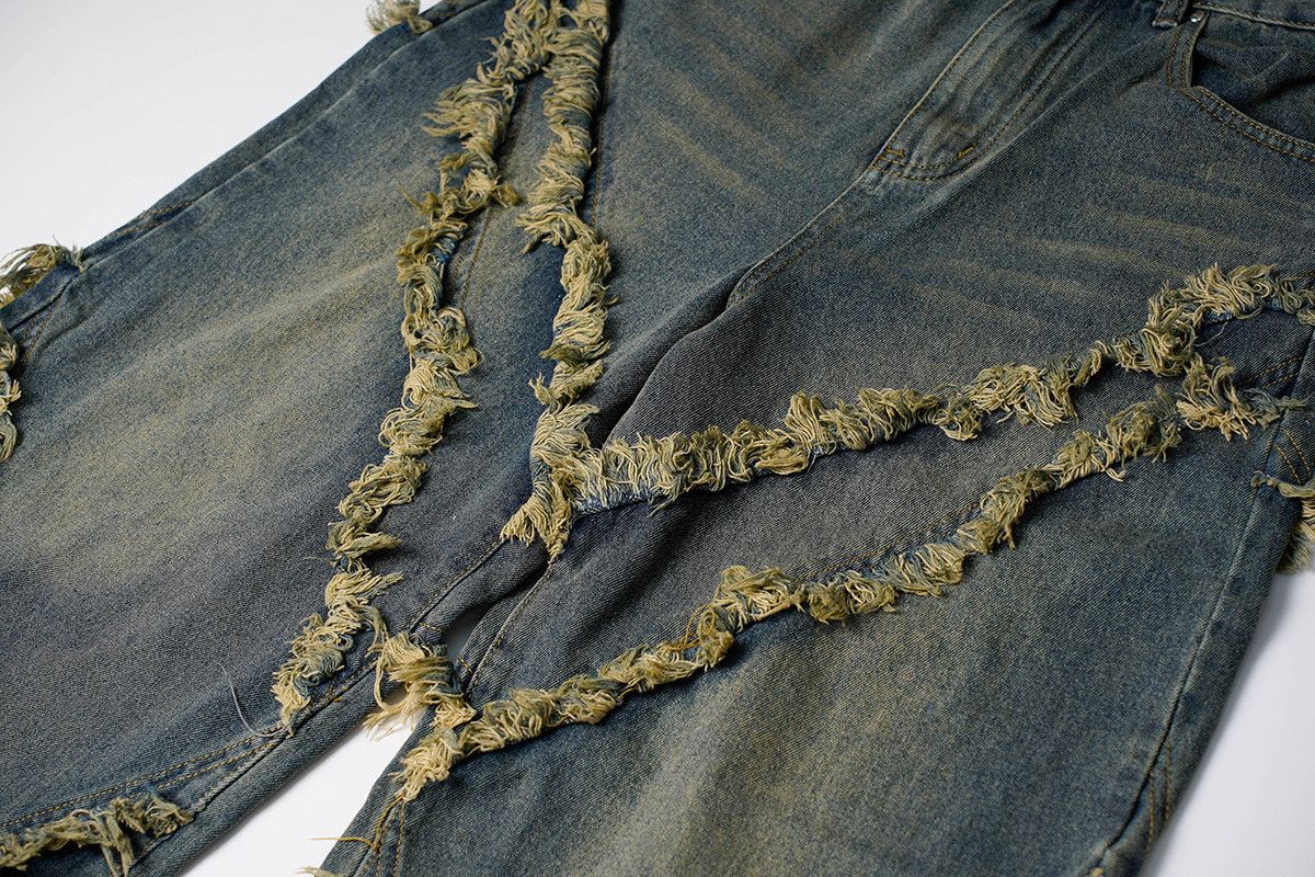 Vintage American retro patchwork loose straight leg jeans for men Size US 32 / EU 48 - 4 Thumbnail