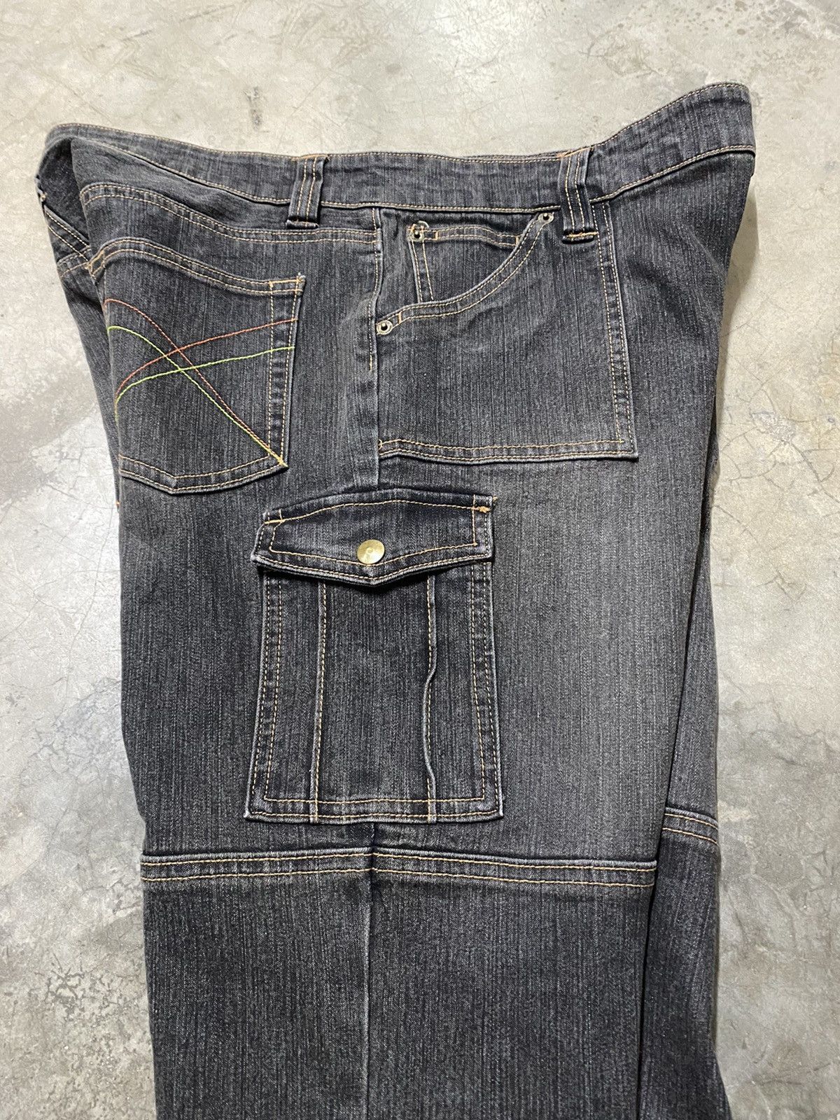 Hysteric Glamour × Tornado Mart Flare Jeans Japanese Distressed Black Cargo Baggy Jeans Size US 36 / EU 52 - 12 Thumbnail