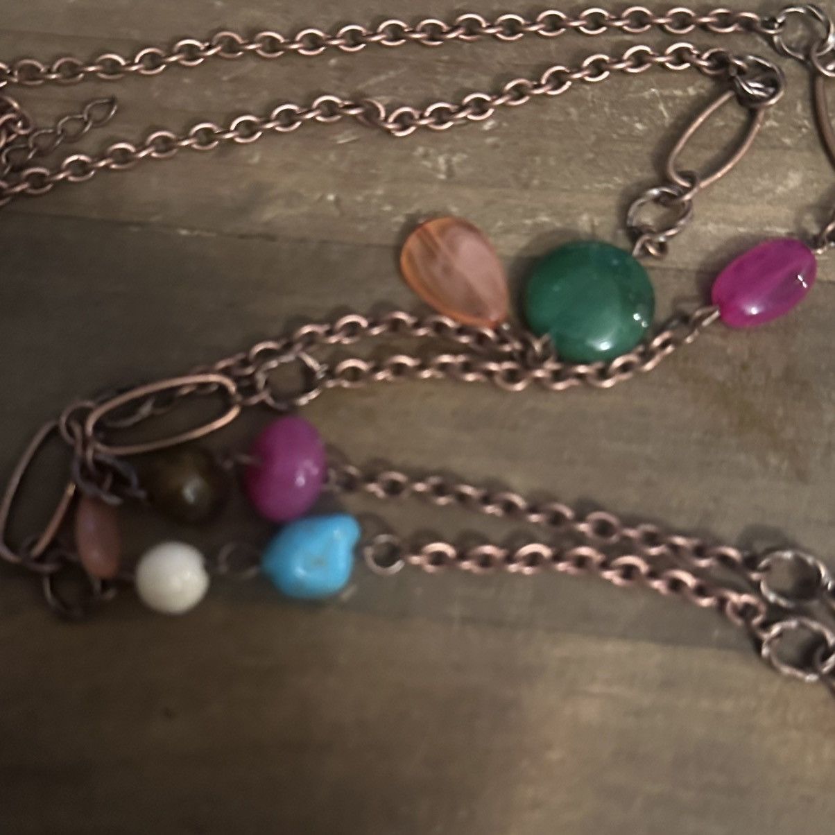 Other Copper tone chain and stationed bead peace pendant necklace Size ONE SIZE - 4 Thumbnail
